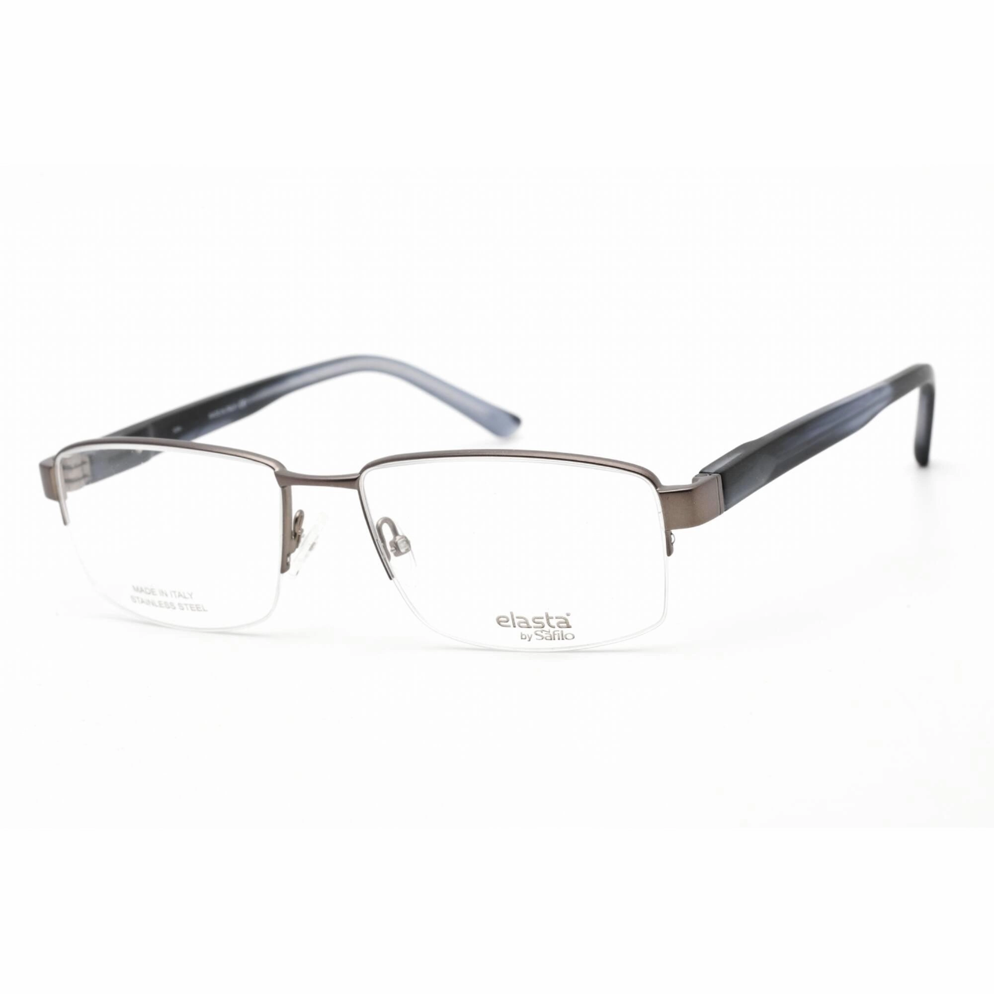 Elasta Men's Eyeglasses - Dark Grey Half Rim Rectangular Clear Lens | E 3122 0HWJ 00