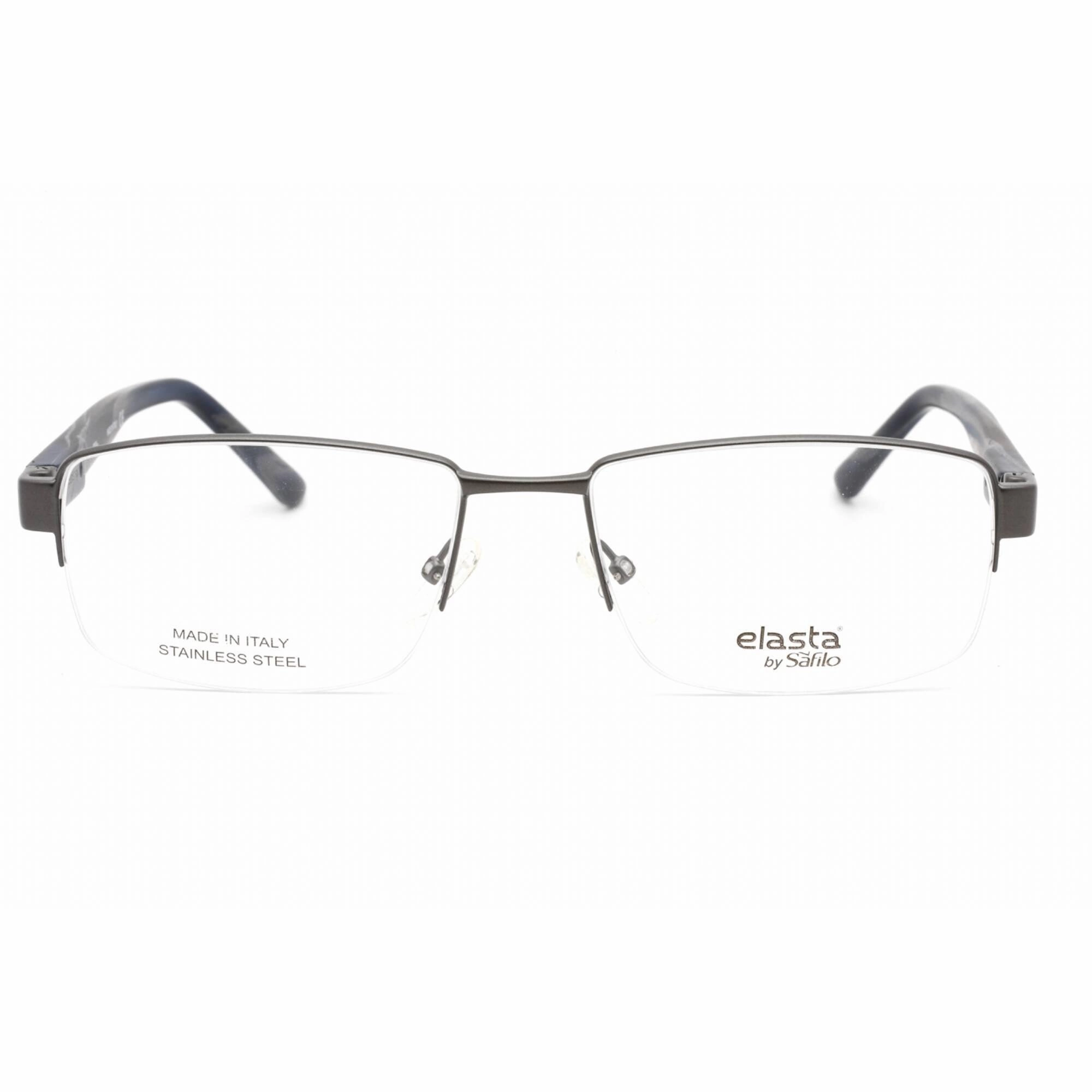 Elasta Men's Eyeglasses - Dark Grey Half Rim Rectangular Clear Lens | E 3122 0HWJ 00