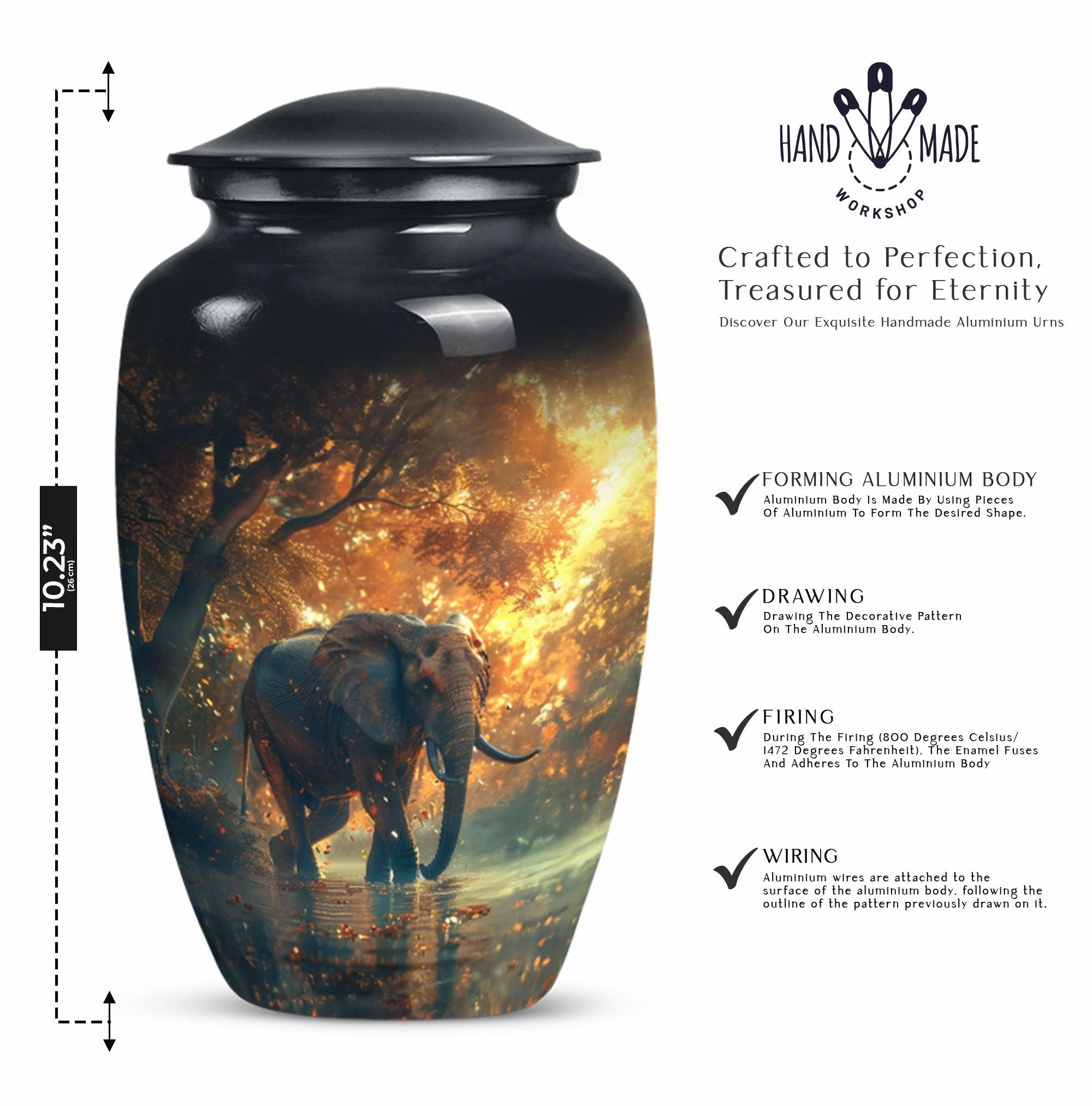 Elephant Cremation Urn - Solemn Tribute Keepsake for Loved Ones