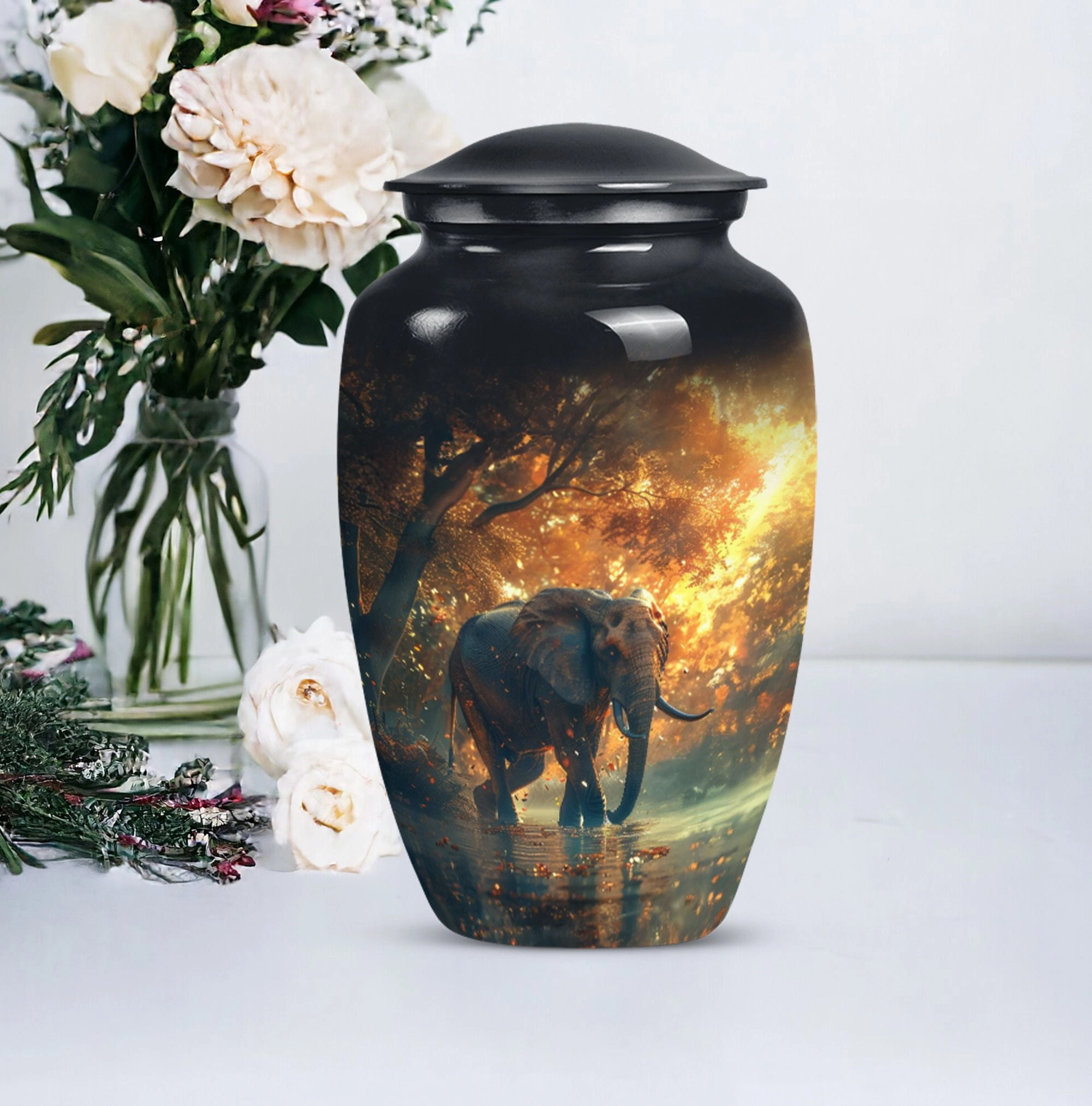Elephant Cremation Urn - Solemn Tribute Keepsake for Loved Ones