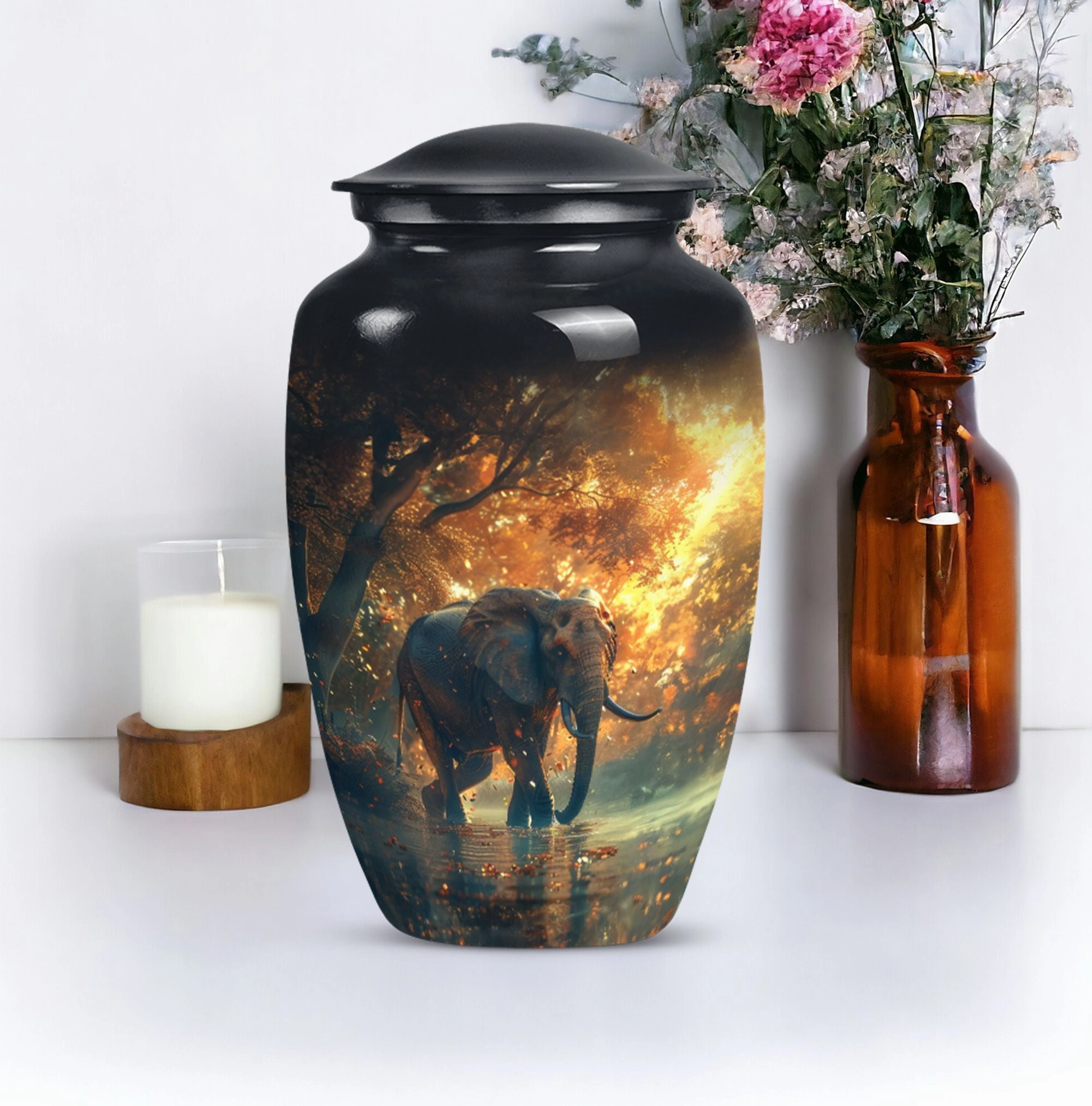 Elephant Cremation Urn - Solemn Tribute Keepsake for Loved Ones