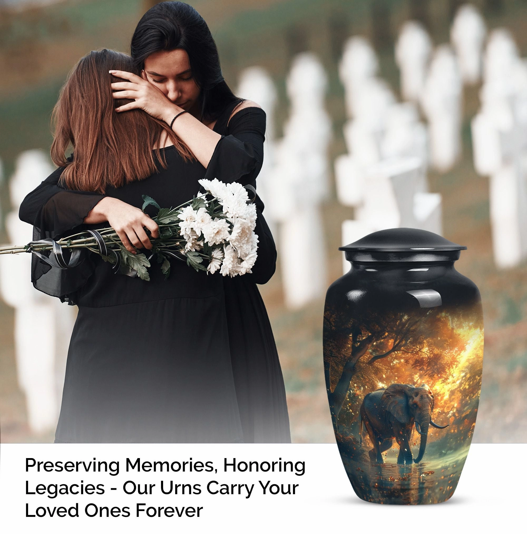 Elephant Cremation Urn - Solemn Tribute Keepsake for Loved Ones