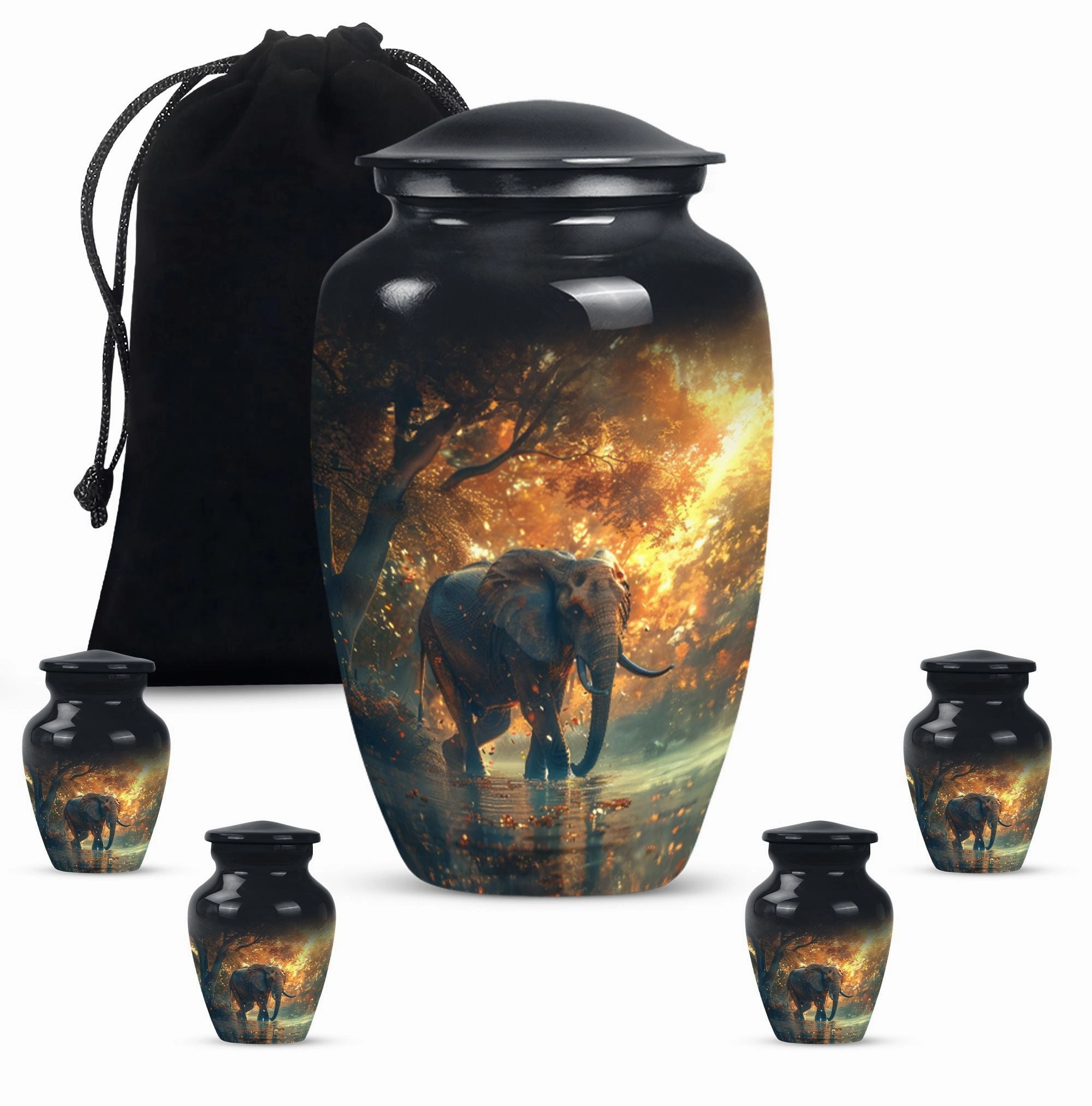 Elephant Cremation Urn - Solemn Tribute Keepsake for Loved Ones