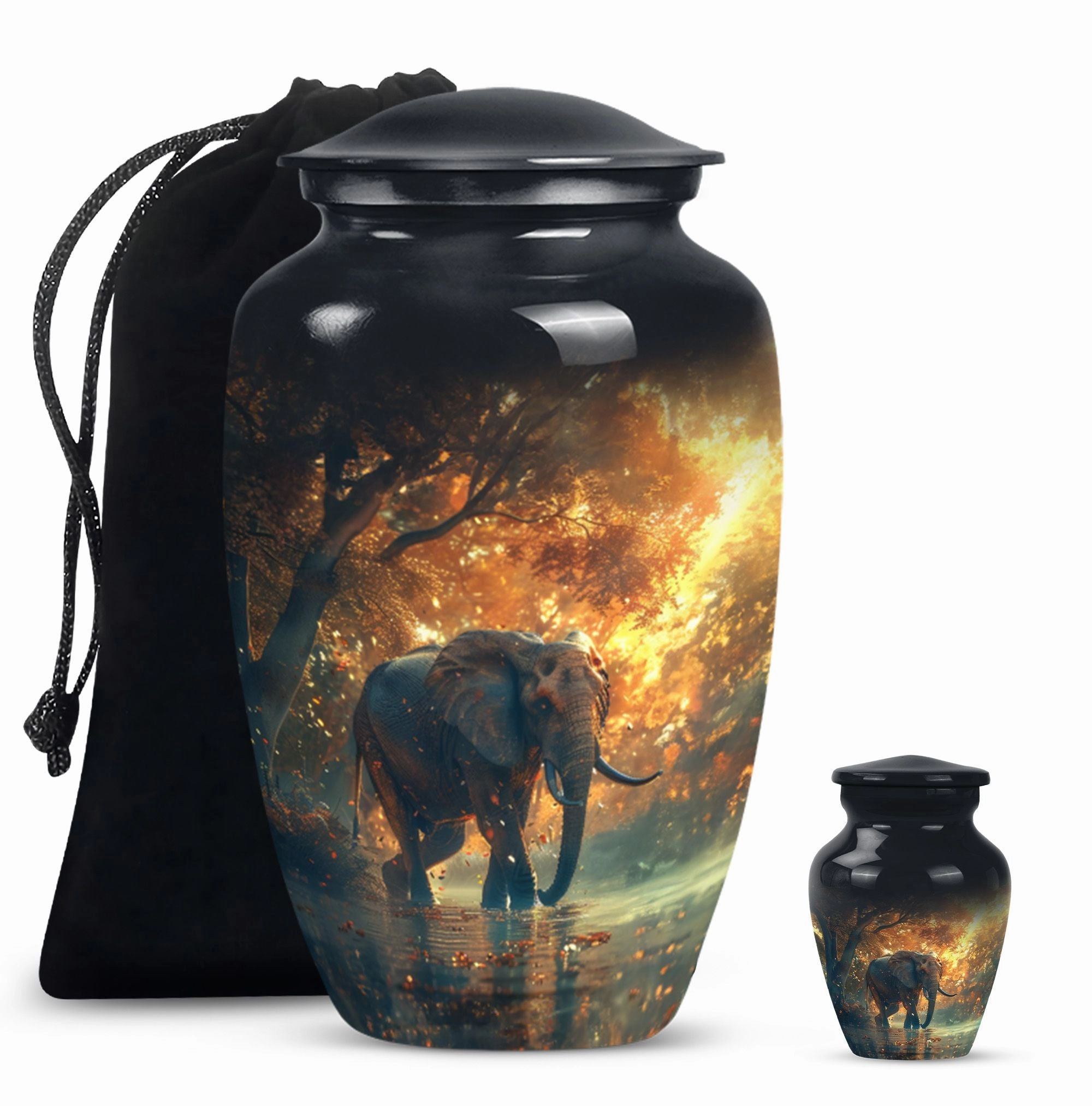 Elephant Cremation Urn - Solemn Tribute Keepsake for Loved Ones