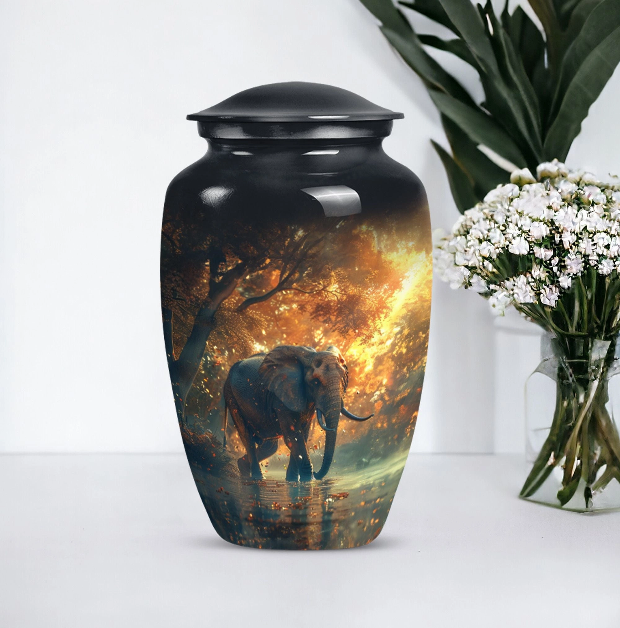 Elephant Cremation Urn - Solemn Tribute Keepsake for Loved Ones