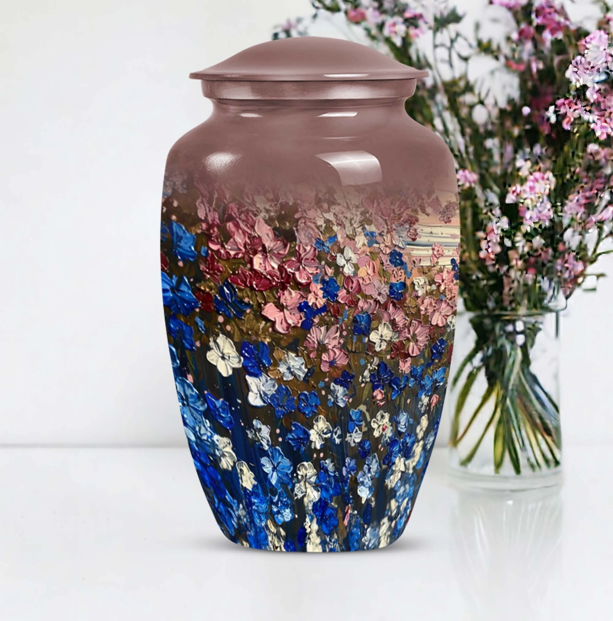 Flowers Tribute: Classic Cremation Urn for Elegant Memorials