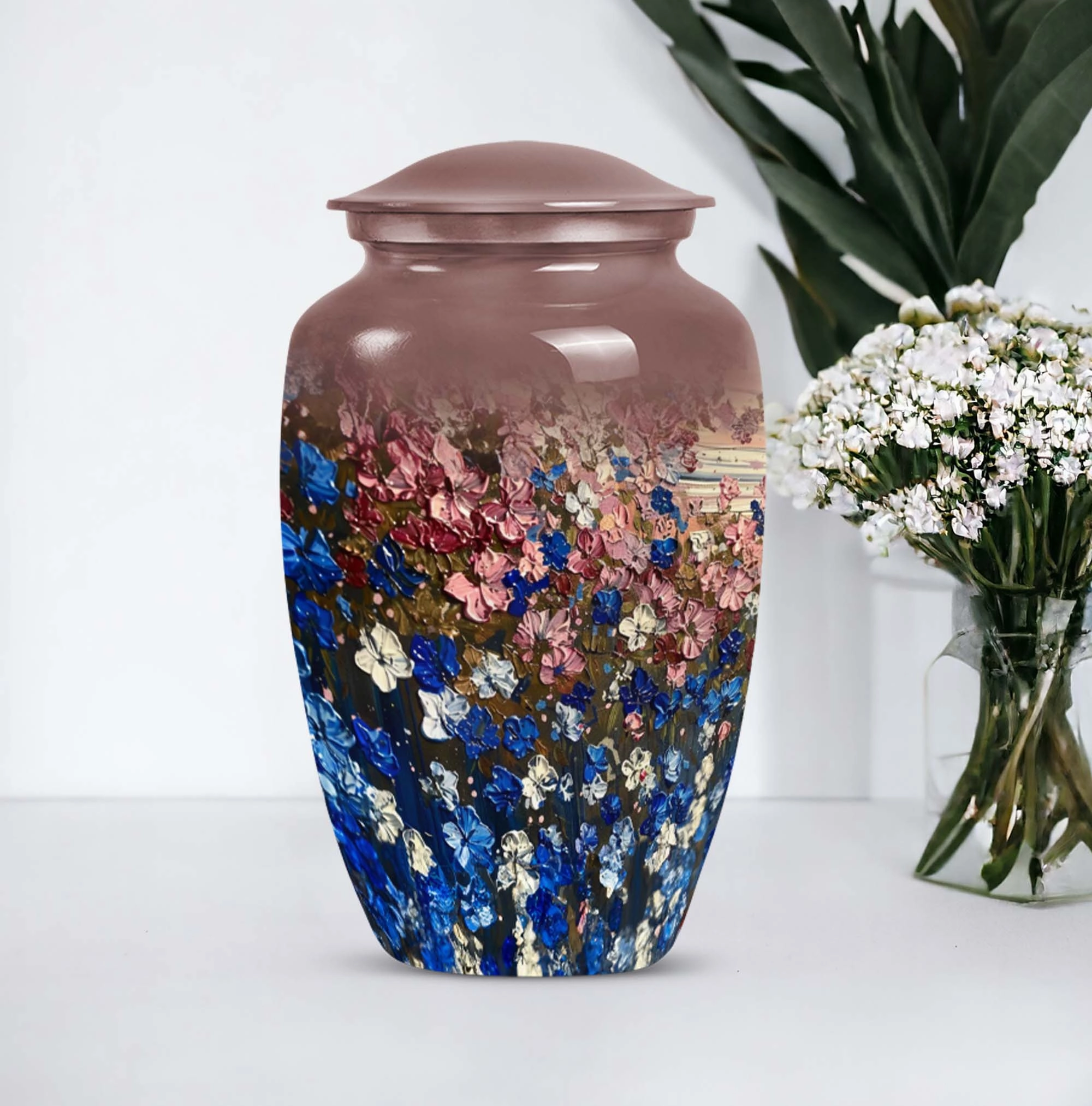 Flowers Tribute: Classic Cremation Urn for Elegant Memorials