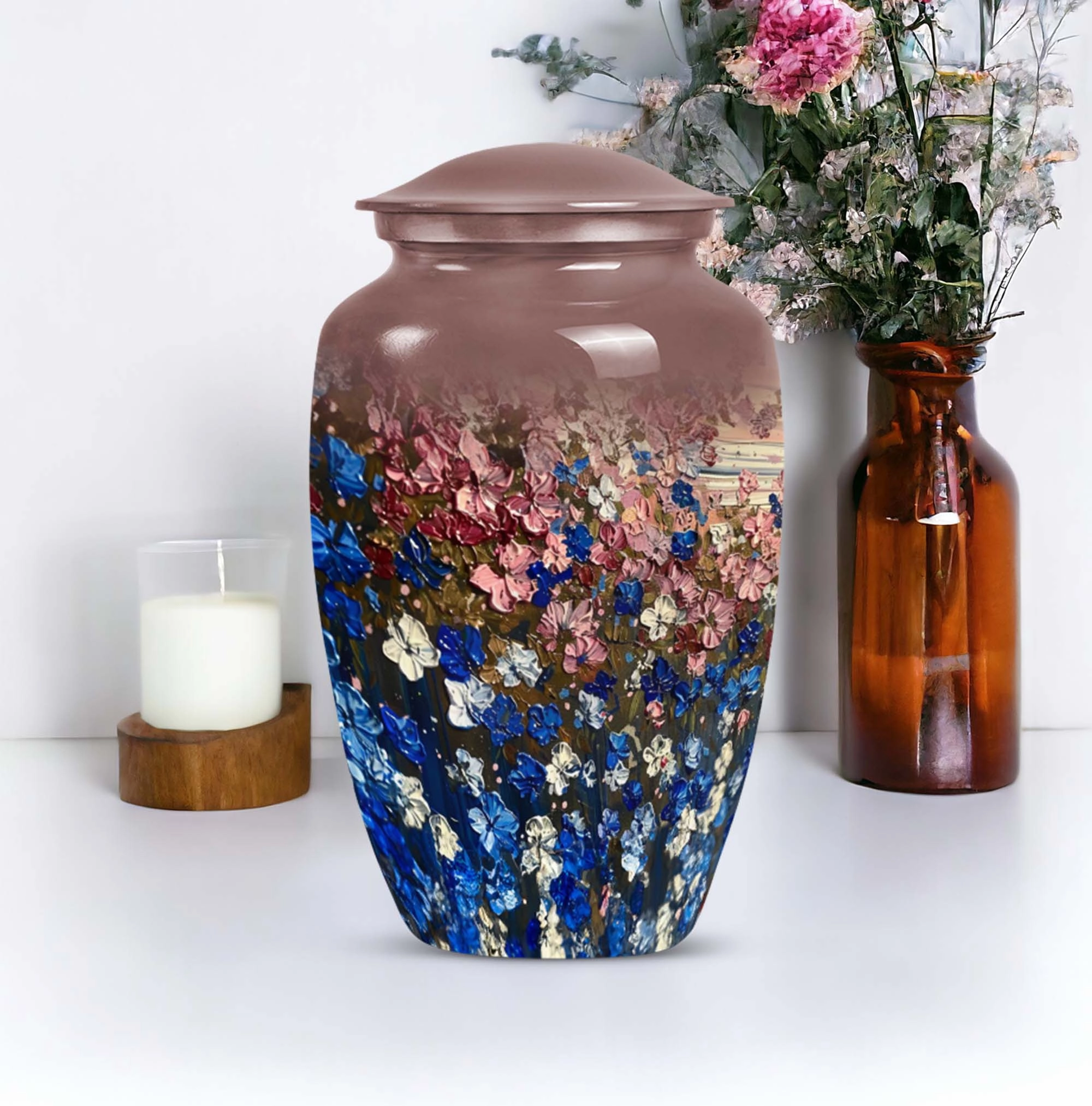 Flowers Tribute: Classic Cremation Urn for Elegant Memorials