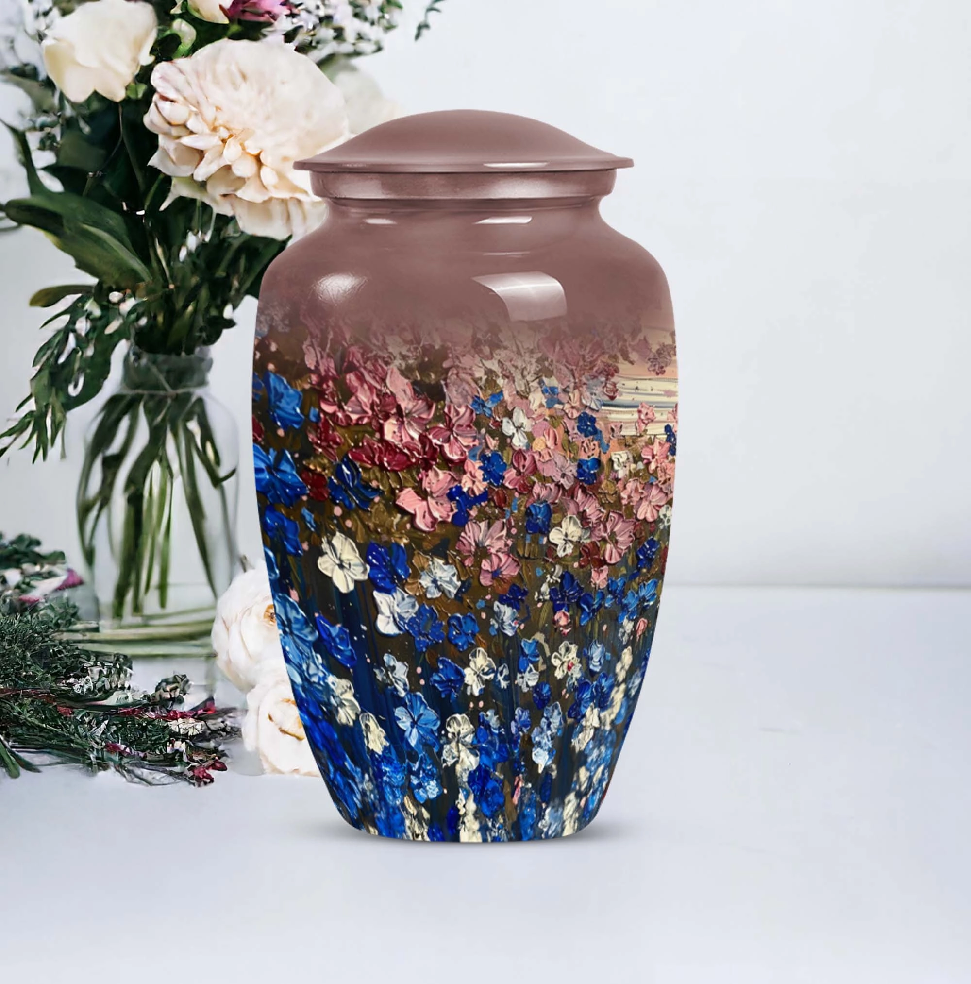 Flowers Tribute: Classic Cremation Urn for Elegant Memorials