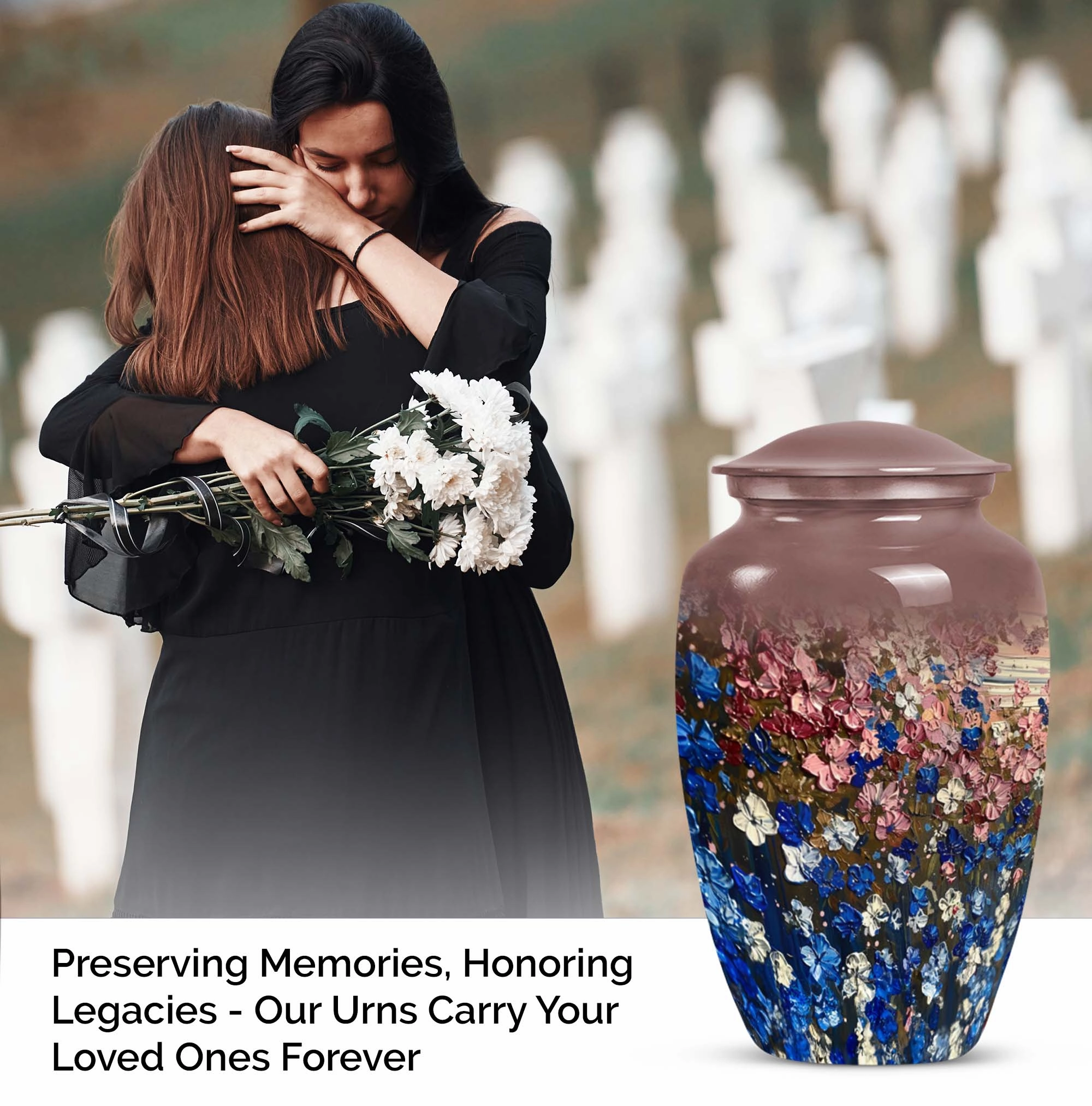 Flowers Tribute: Classic Cremation Urn for Elegant Memorials