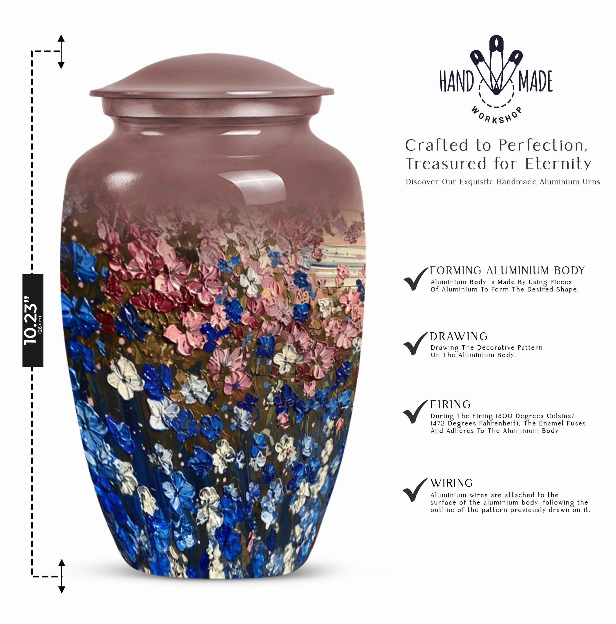 Flowers Tribute: Classic Cremation Urn for Elegant Memorials