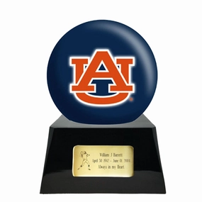 Football Cremation Urn with Optional Auburn Tigers Ball Decor and Custom Metal Plaque