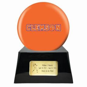 Football Cremation Urn with Optional Clemson Tiger Ball Decor and Custom Metal Plaque