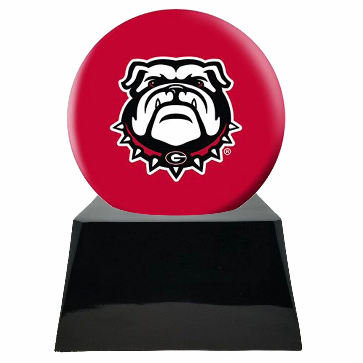 Football Cremation Urn with Optional Georgia Bulldogs Ball Decor and Custom Metal Plaque
