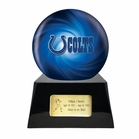 Football Cremation Urn with Optional Indianapolis Colts Ball Decor and Custom Metal Plaque