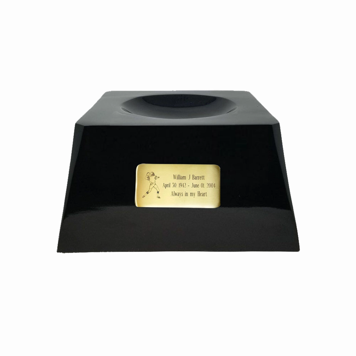 Football Cremation Urn with Optional Jacksonville Jaguars Ball Decor and Custom Metal Plaque