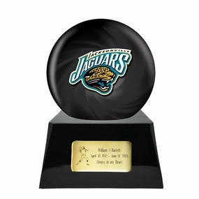 Football Cremation Urn with Optional Jacksonville Jaguars Ball Decor and Custom Metal Plaque