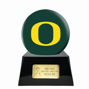 Football Cremation Urn with Optional Oregon Ducks Ball Decor and Custom Metal Plaque