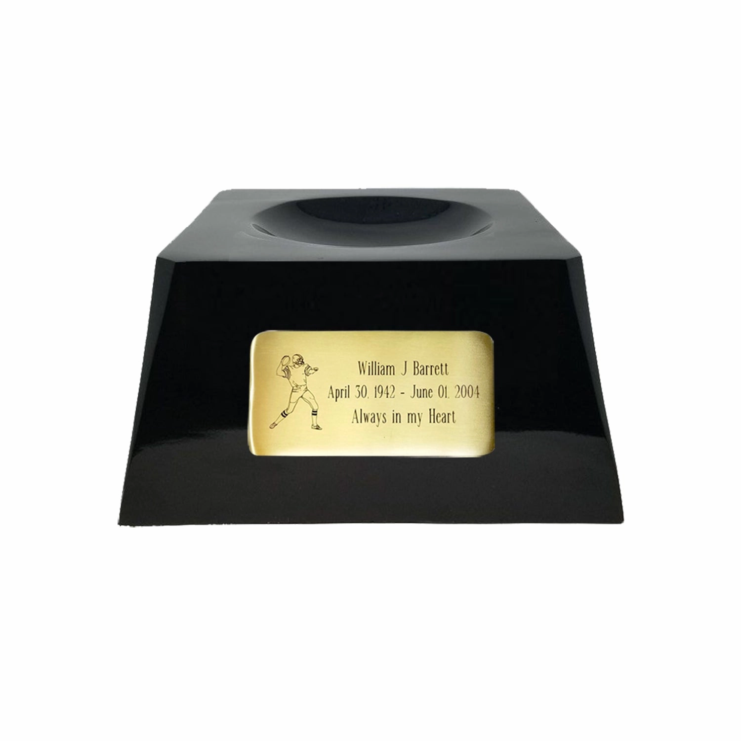 Football Cremation Urn with Optional South Carolina Gamecocks Ball Decor and Custom Metal Plaque
