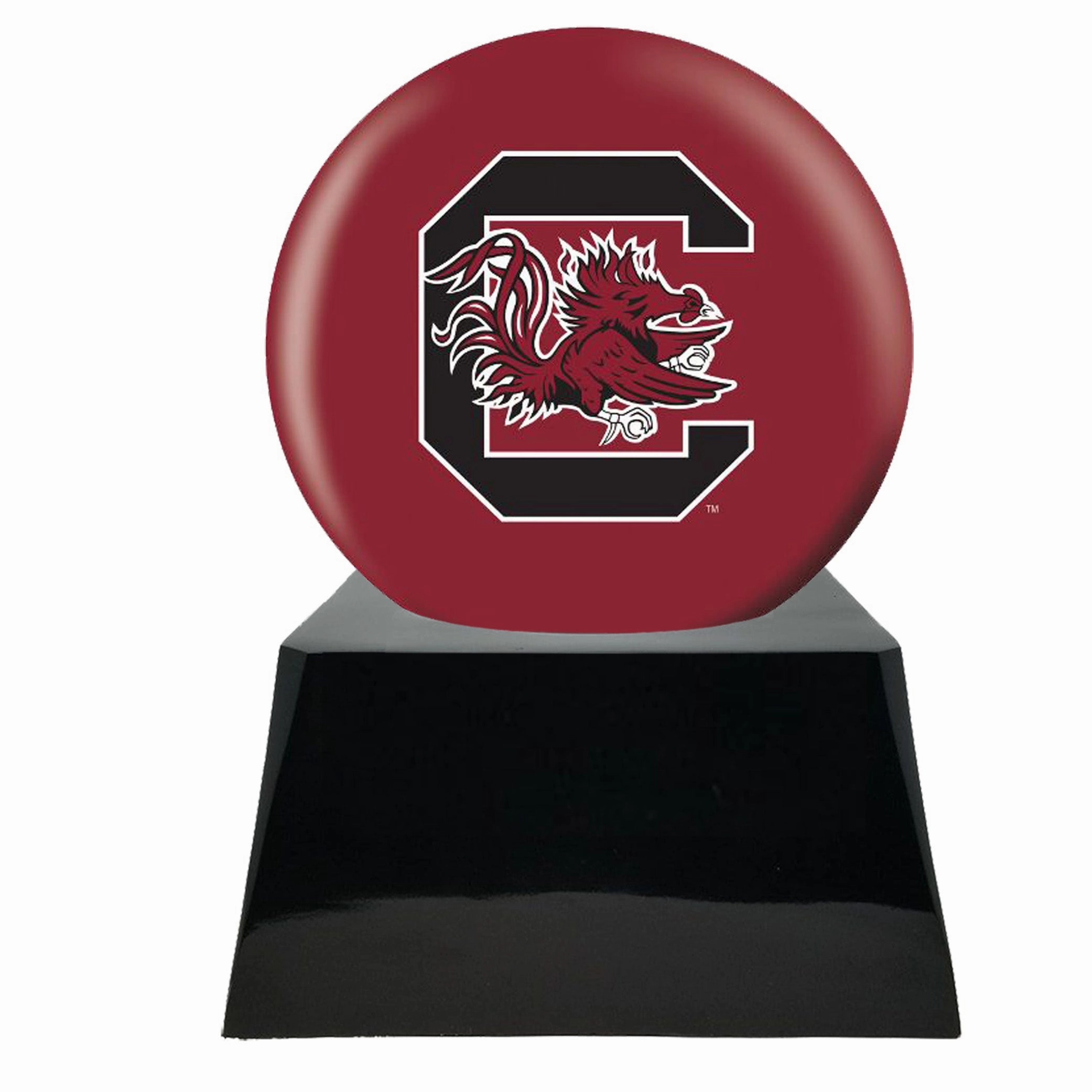 Football Cremation Urn with Optional South Carolina Gamecocks Ball Decor and Custom Metal Plaque