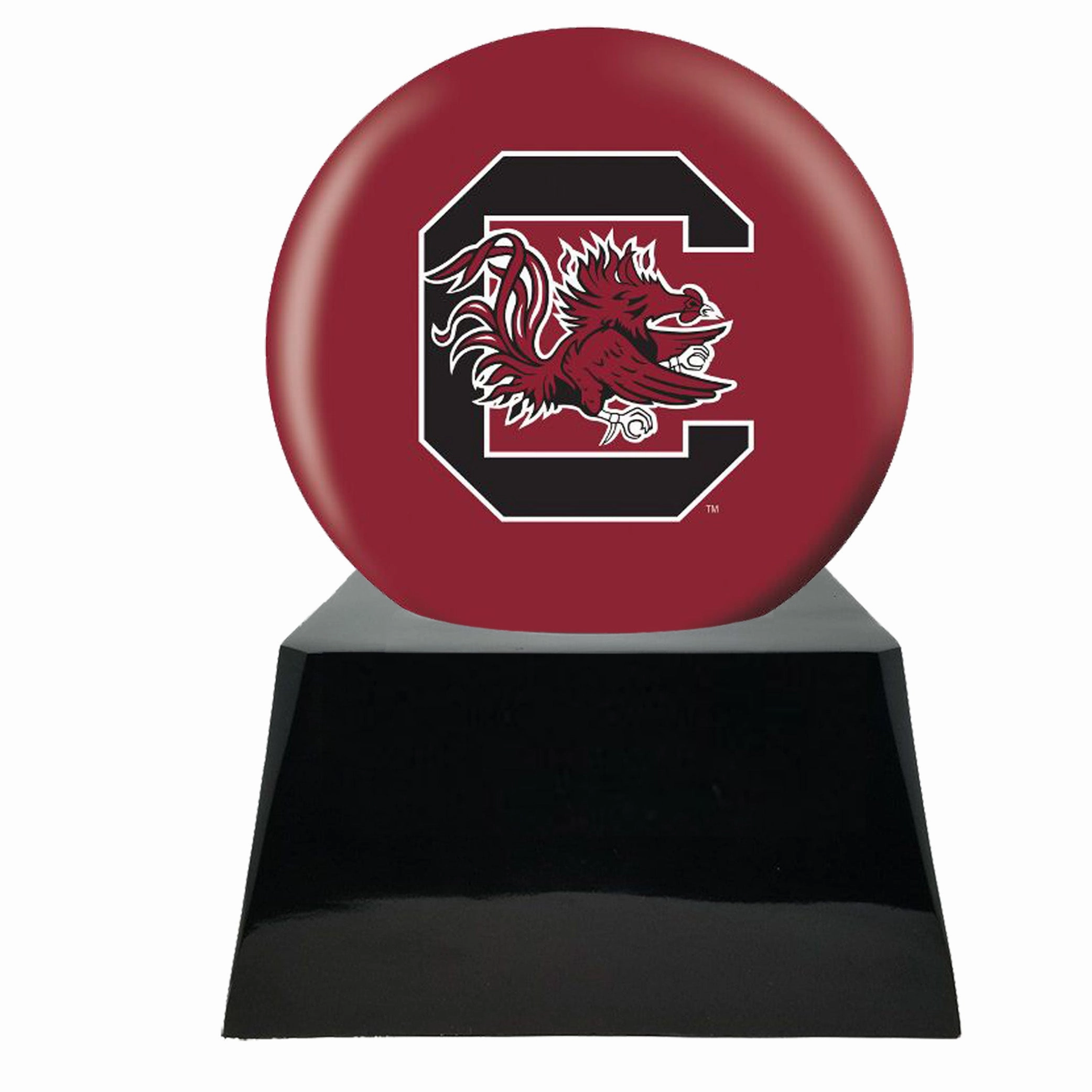 Football Cremation Urn with Optional South Carolina Gamecocks Ball Decor and Custom Metal Plaque