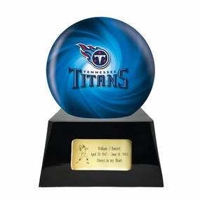 Football Cremation Urn with Optional Tennessee Titans Ball Decor and Custom Metal Plaque