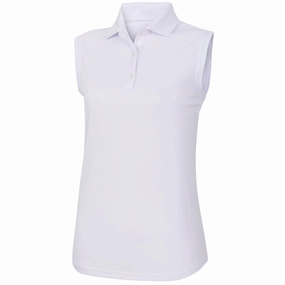 FootJoy ProDry Interlock Sleeveless Knit Collar Golf Polo White - SS19 Women