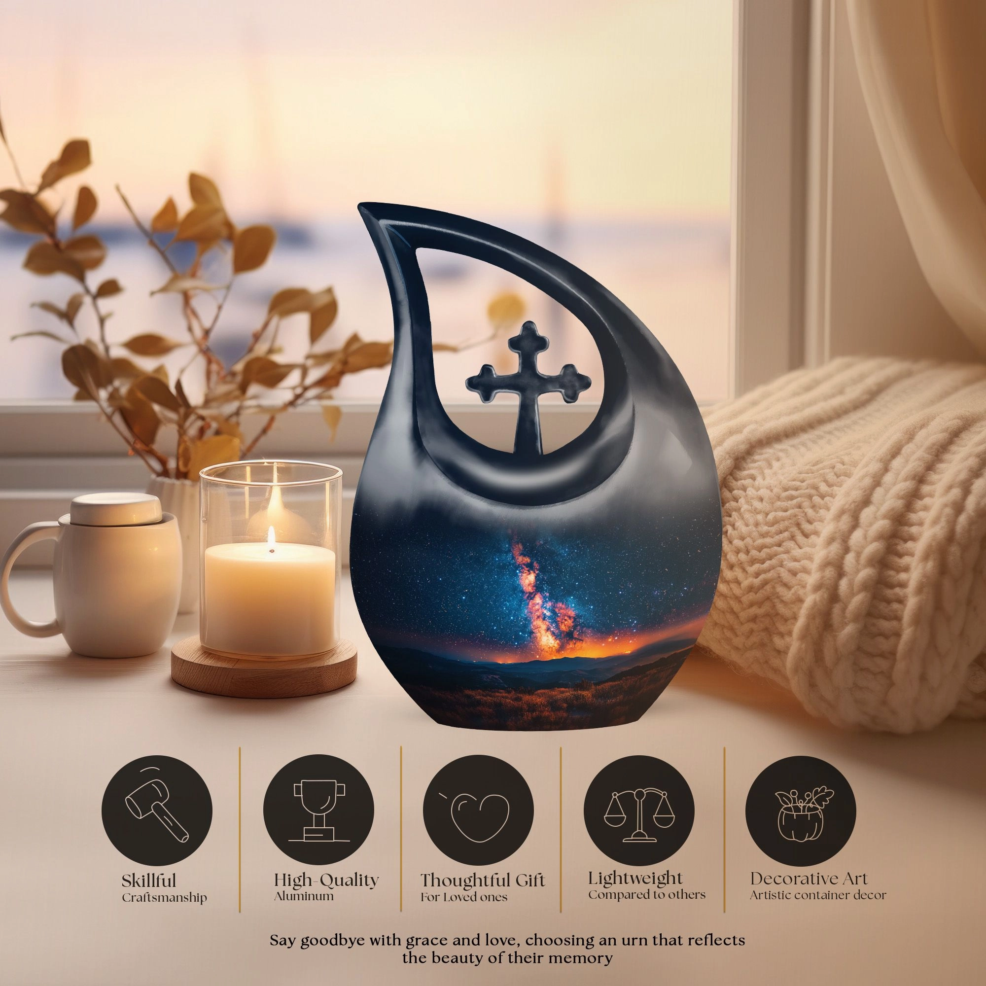 Galaxy Urn : Container For Adult Human Ashes Remains