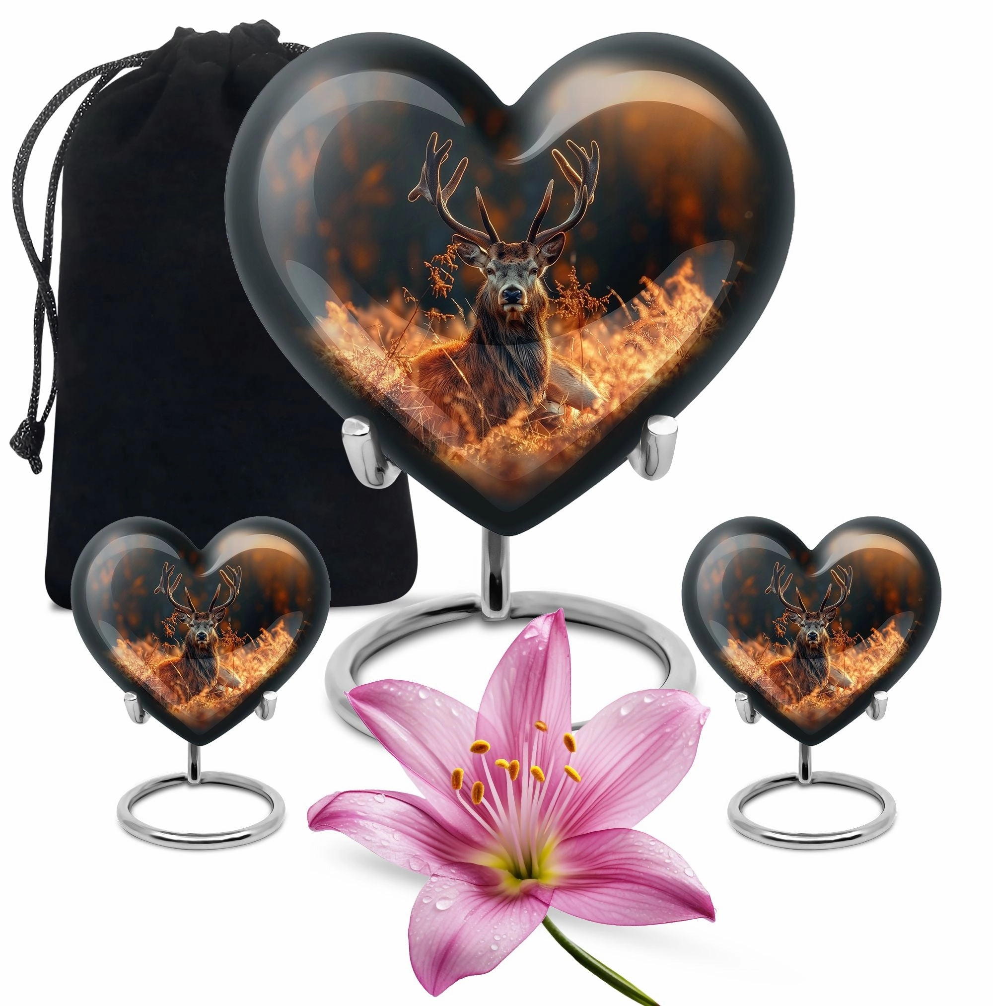 Gentle Rest: Mesmerizing Deer and Gramophone Themed Cremation Urn