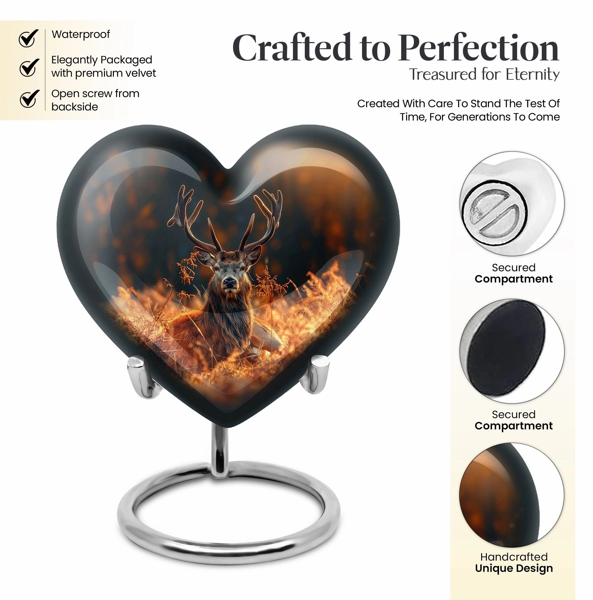 Gentle Rest: Mesmerizing Deer and Gramophone Themed Cremation Urn