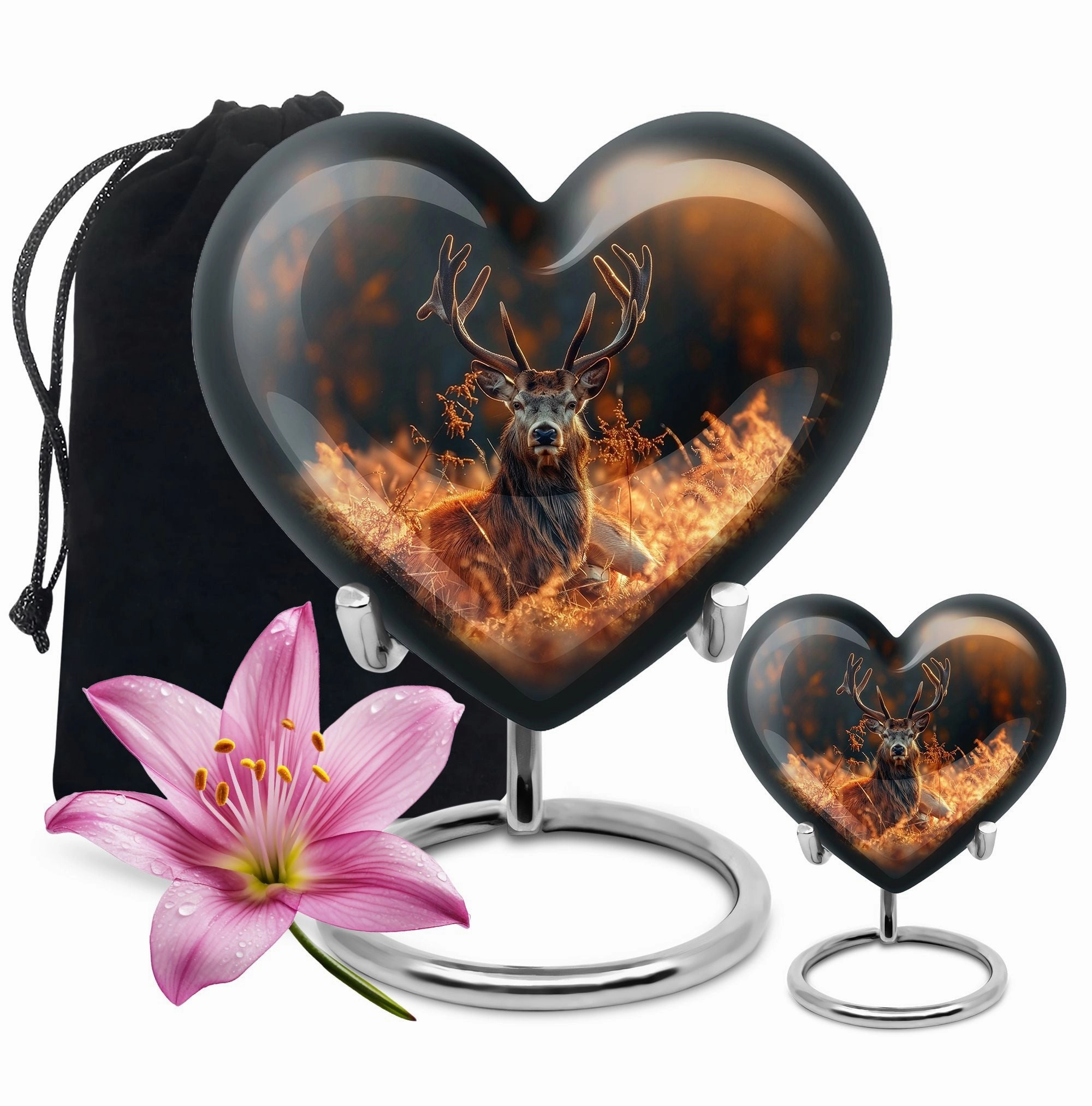 Gentle Rest: Mesmerizing Deer and Gramophone Themed Cremation Urn