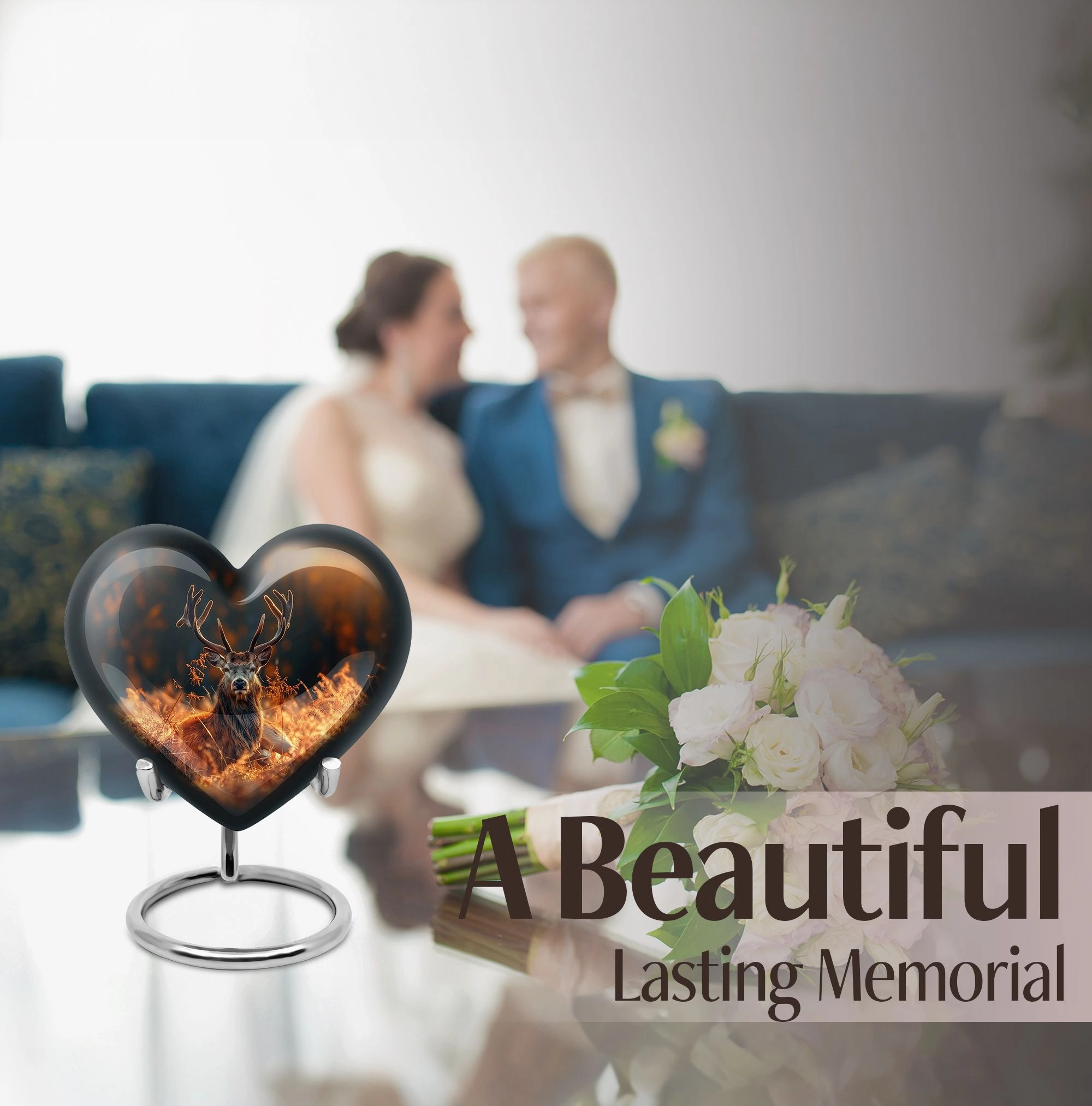 Gentle Rest: Mesmerizing Deer and Gramophone Themed Cremation Urn