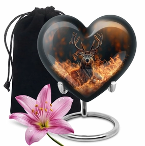 Gentle Rest: Mesmerizing Deer and Gramophone Themed Cremation Urn