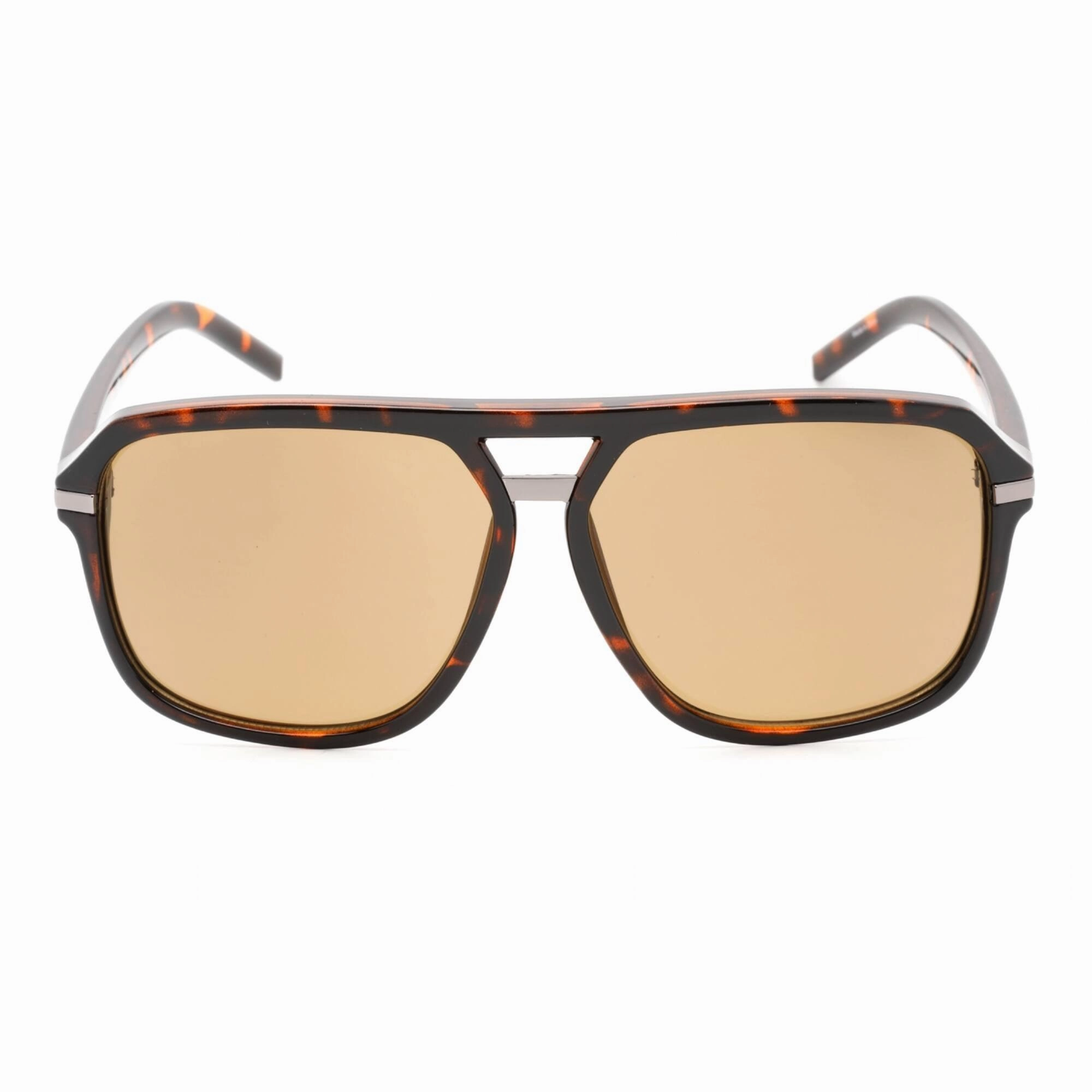 Guess Factory Men's Sunglasses - Dark Havana Full Rim Aviator Metal Frame | GF0258 52E