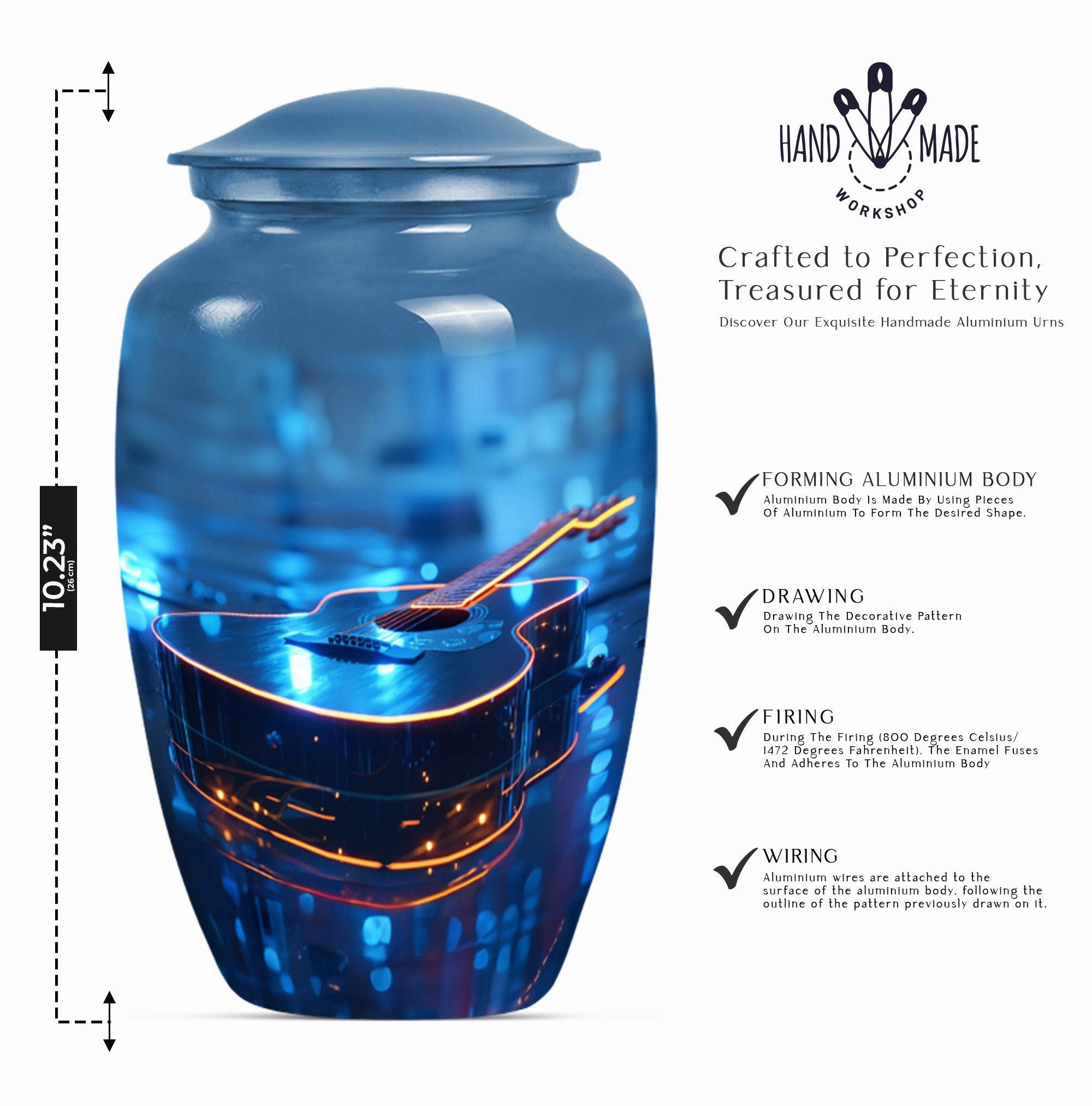 Guitar Urn Commemorative Memorial Men's Cremation Repository