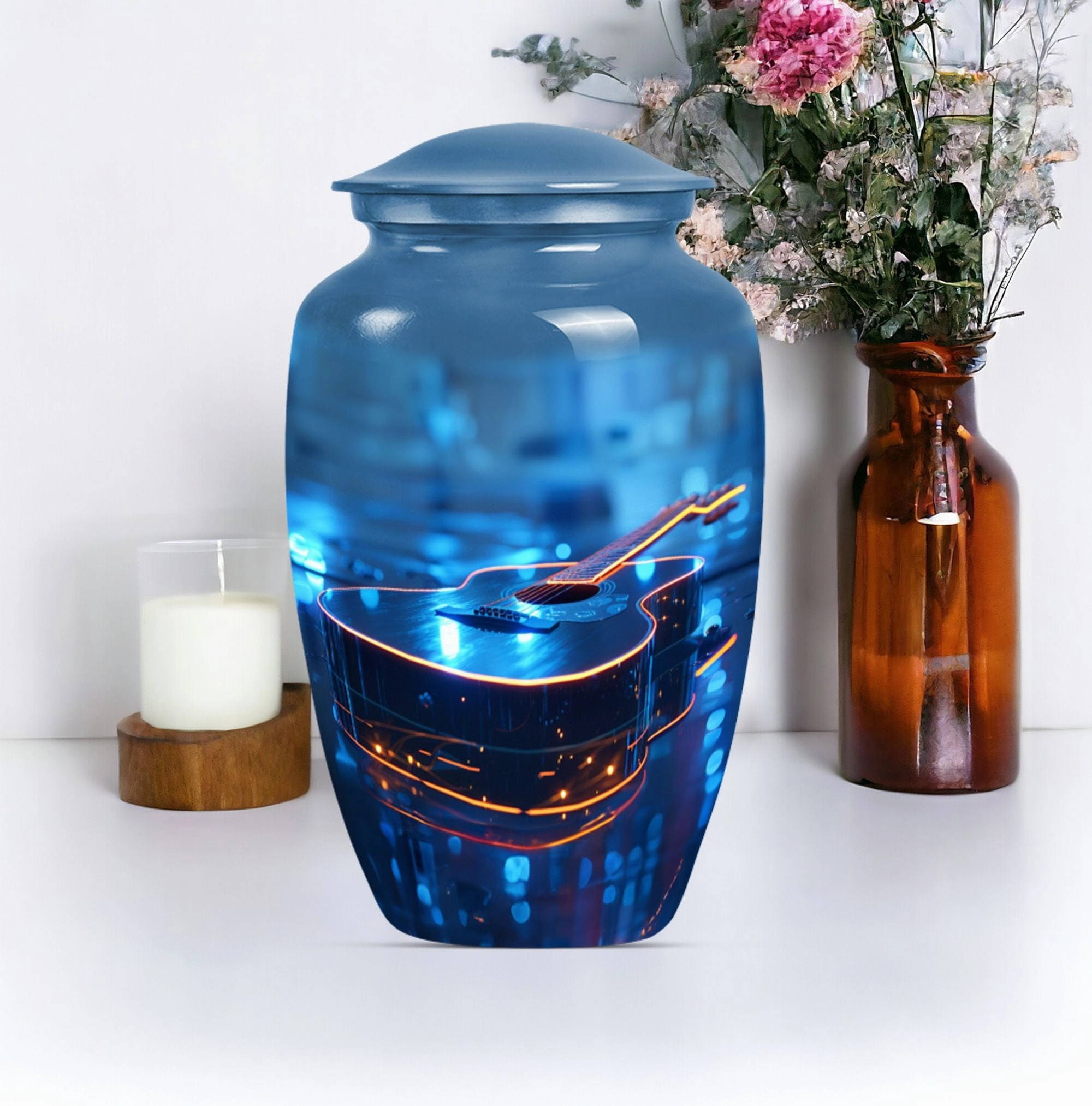 Guitar Urn Commemorative Memorial Men's Cremation Repository
