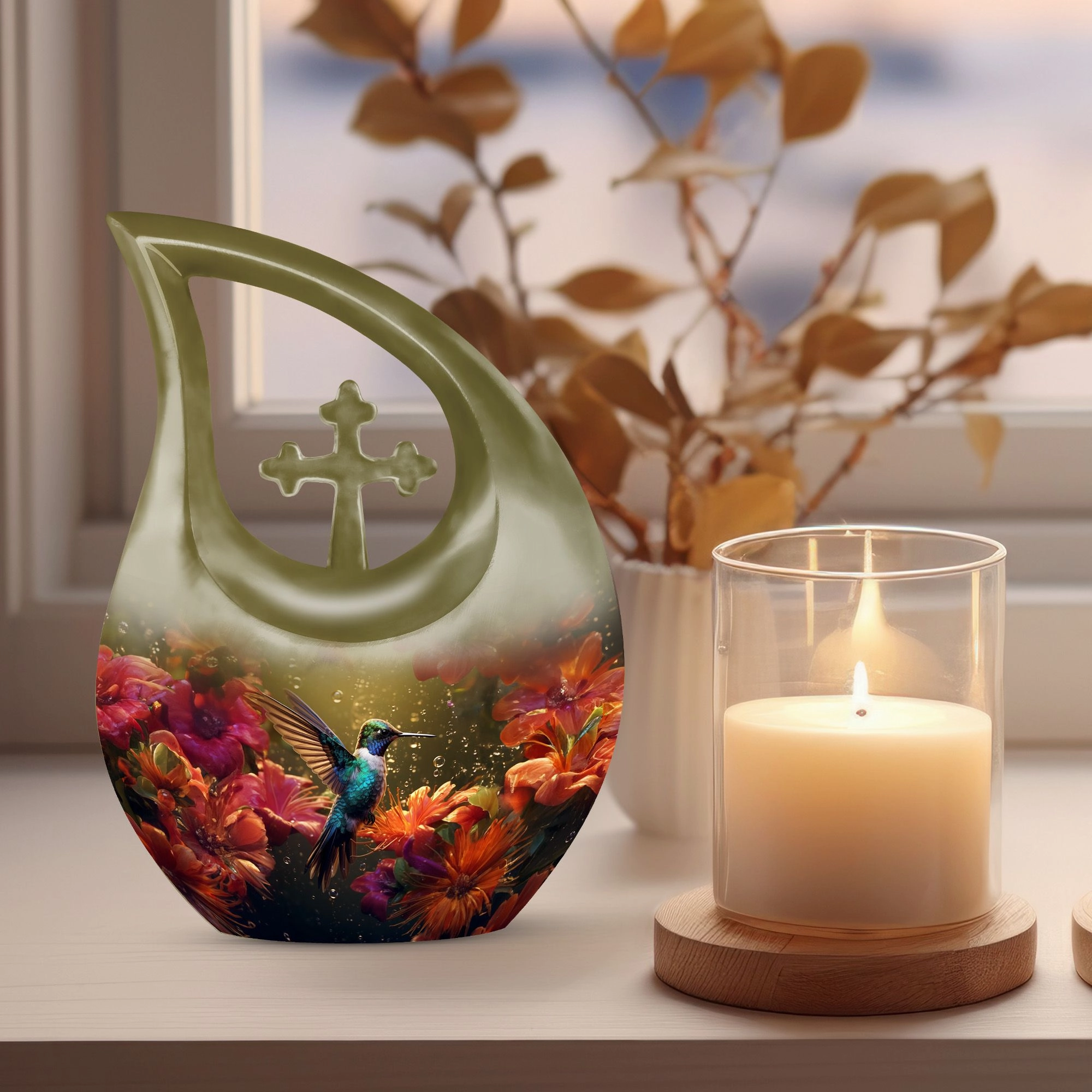 Hummingbird Inspired Keepsake Urn, Timeless Memorial Urn for Men