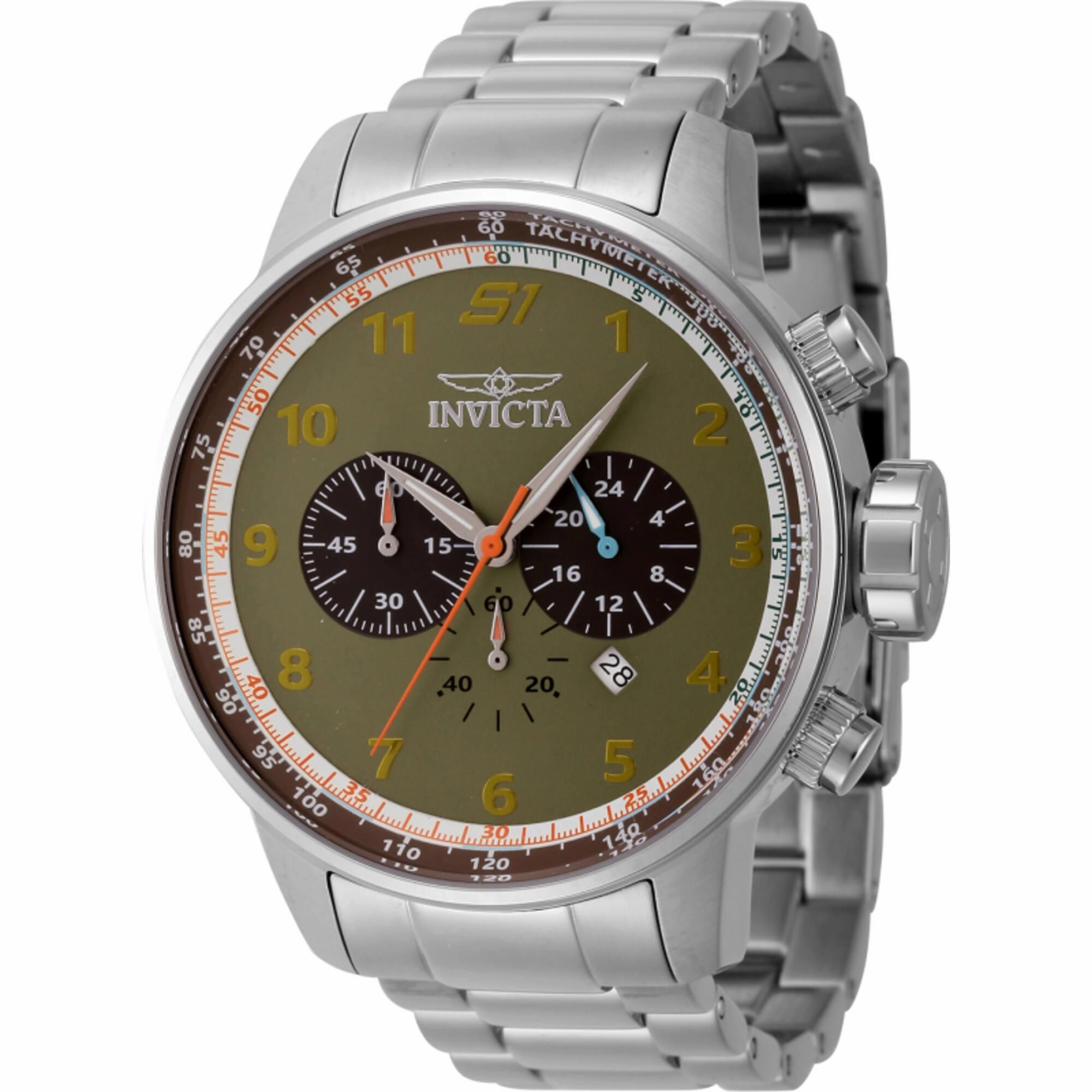 Invicta Men's Watch - S1 Rally Chronograph White and Light Green Dial Steel | 44951