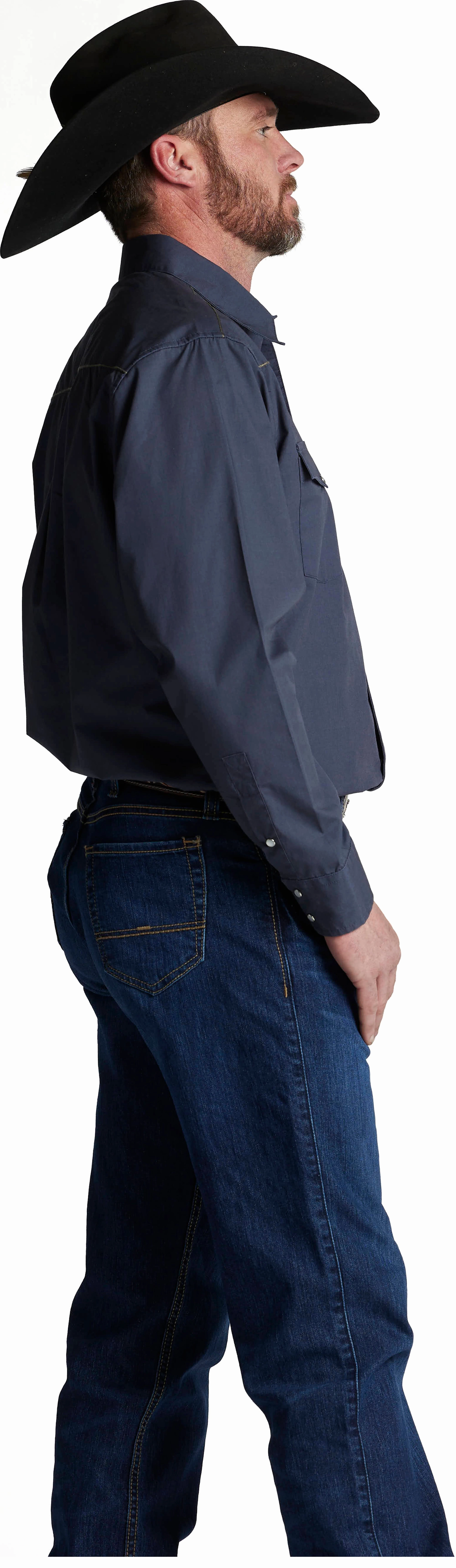 Justin Brands Shirt Ombre Blue with Contrasting piping HJ-1508