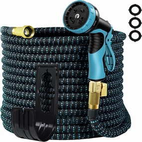 LarmTek LM-GH-BE-100 100ft Expandable Garden Hose, Blue