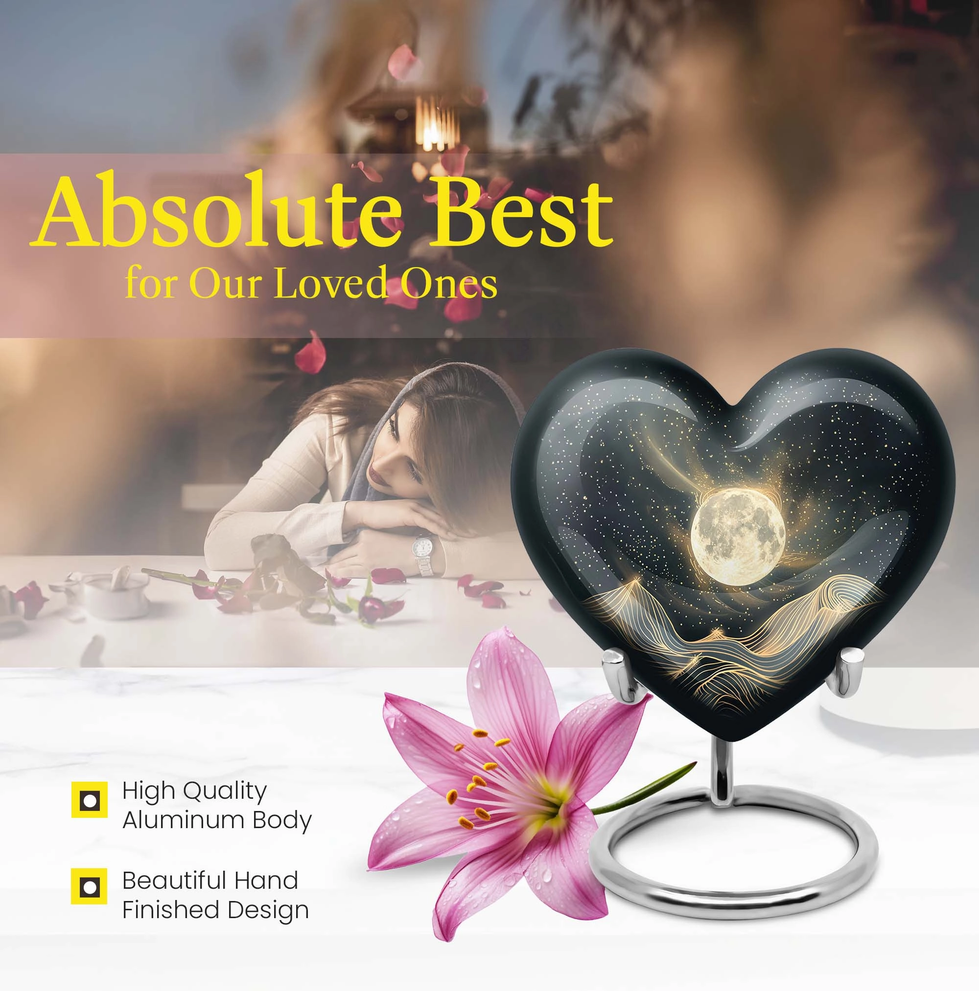 Lunar Embrace - Unusual Urn For Ashes, Funeral Urn