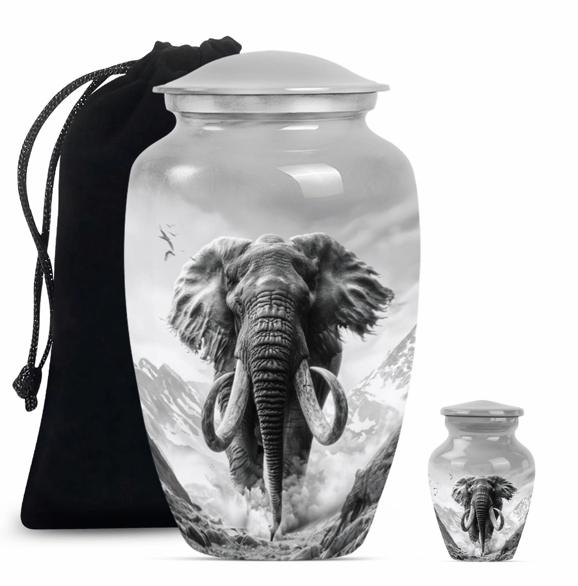 Mammoth Tribute: Aluminium Cremation Memorial Urn For Ashes