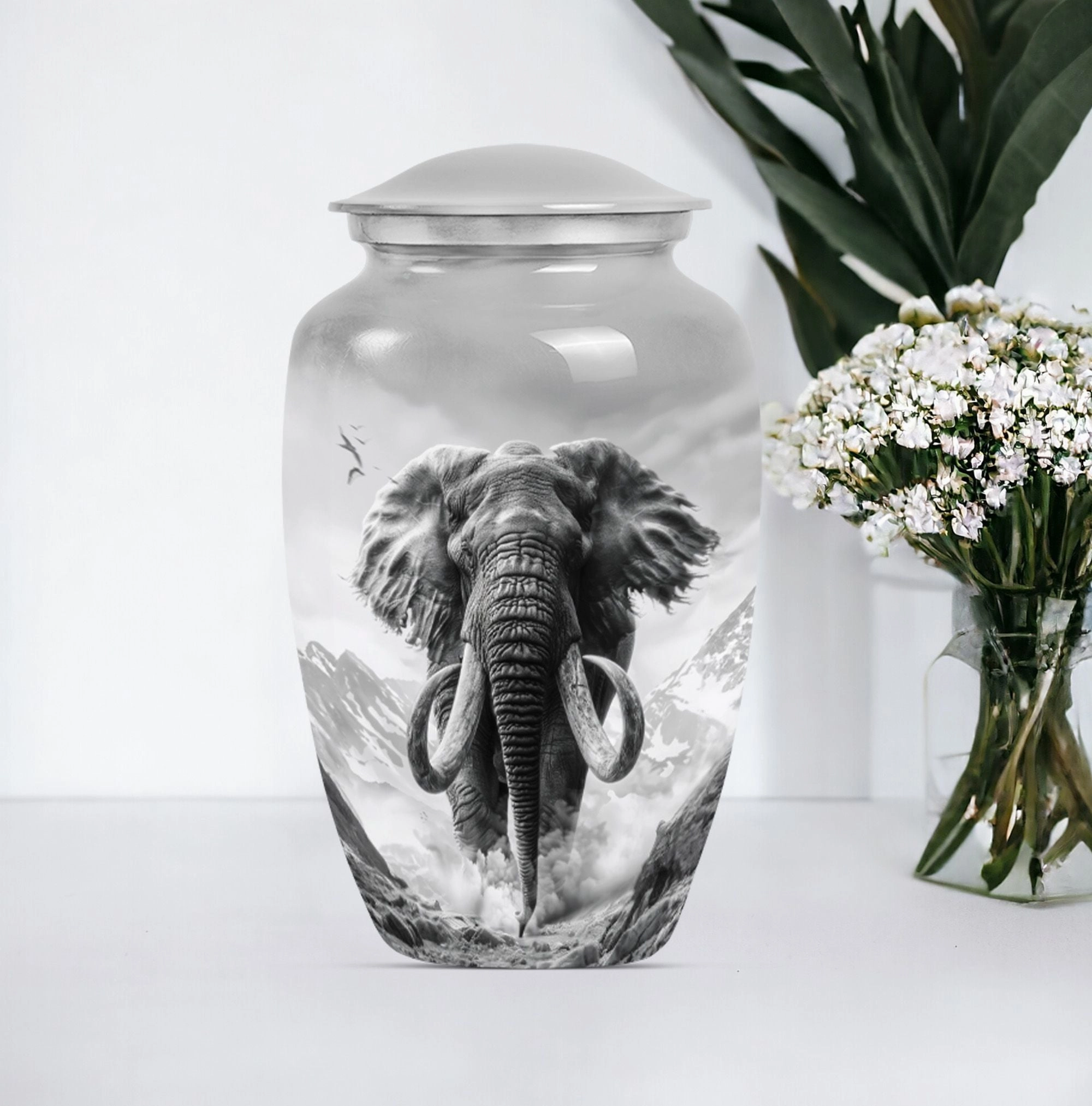 Mammoth Tribute: Aluminium Cremation Memorial Urn For Ashes