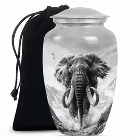 Mammoth Tribute: Aluminium Cremation Memorial Urn For Ashes