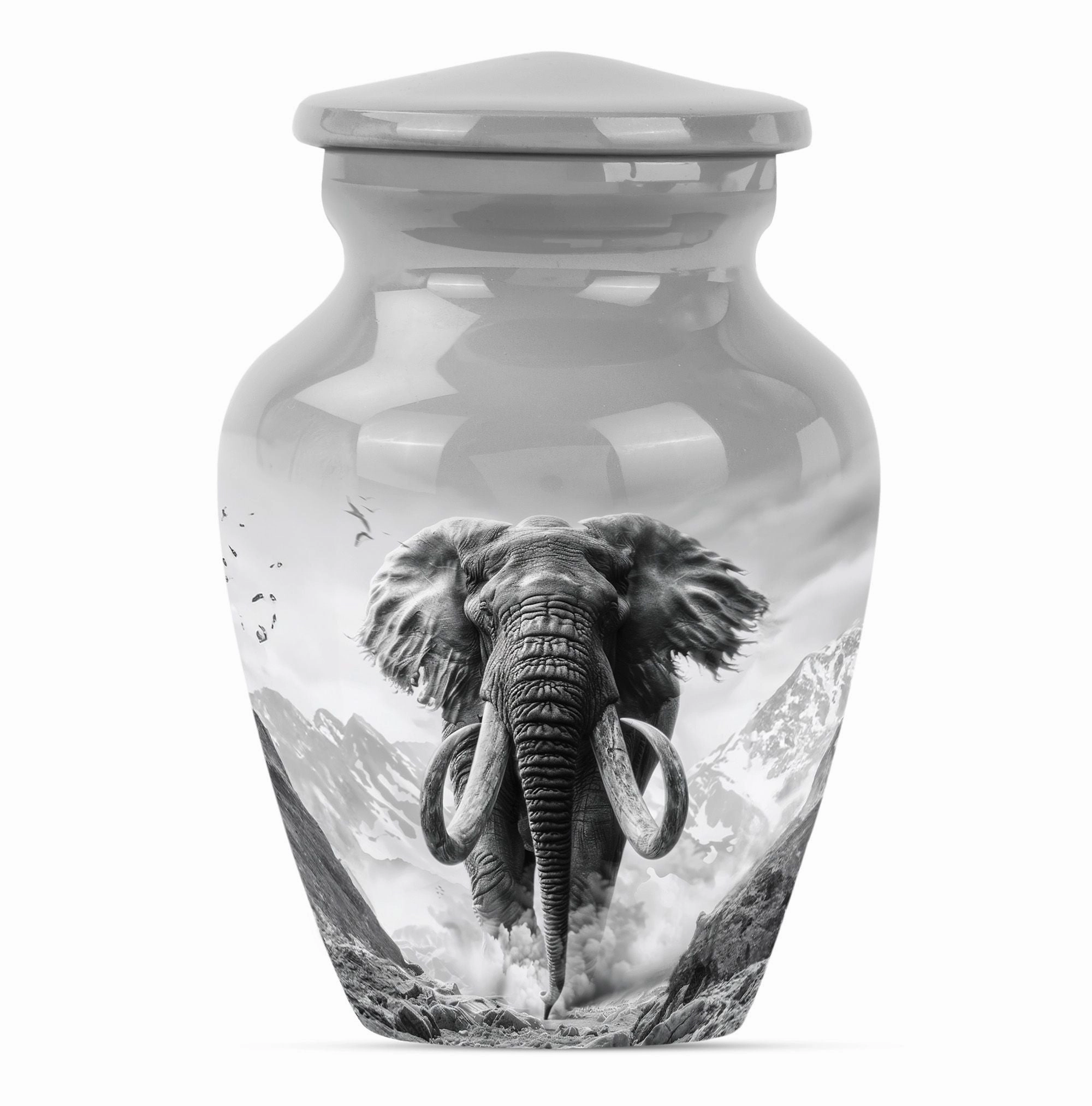 Mammoth Tribute: Aluminium Cremation Memorial Urn For Ashes