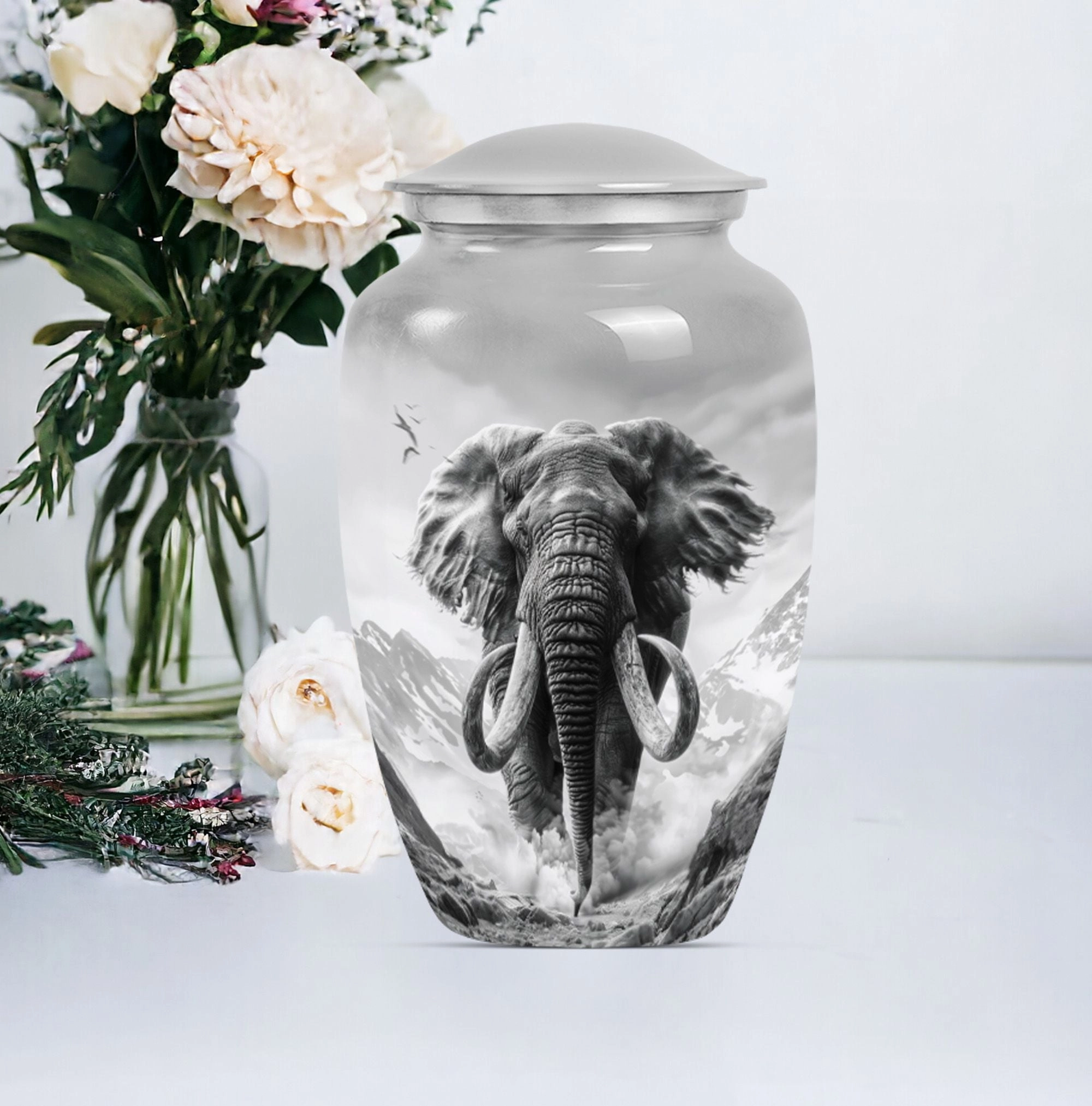 Mammoth Tribute: Aluminium Cremation Memorial Urn For Ashes