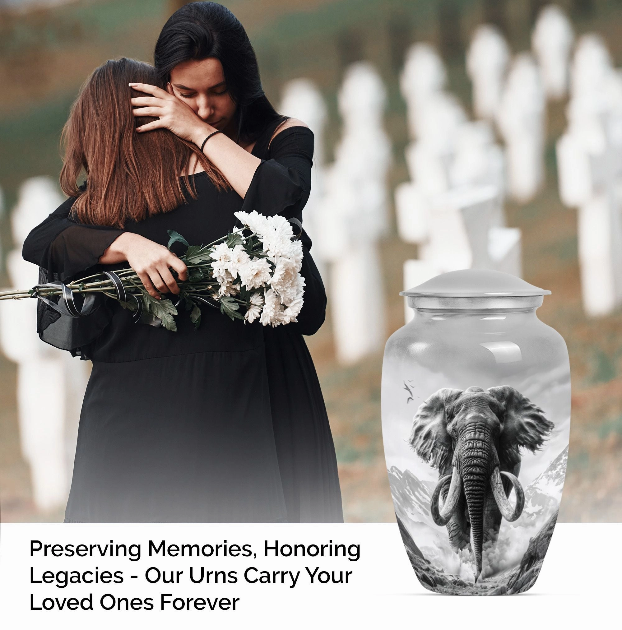 Mammoth Tribute: Aluminium Cremation Memorial Urn For Ashes