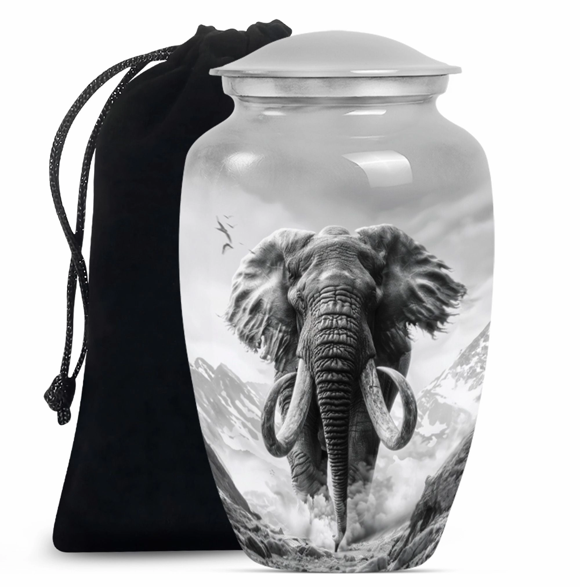 Mammoth Tribute: Aluminium Cremation Memorial Urn For Ashes