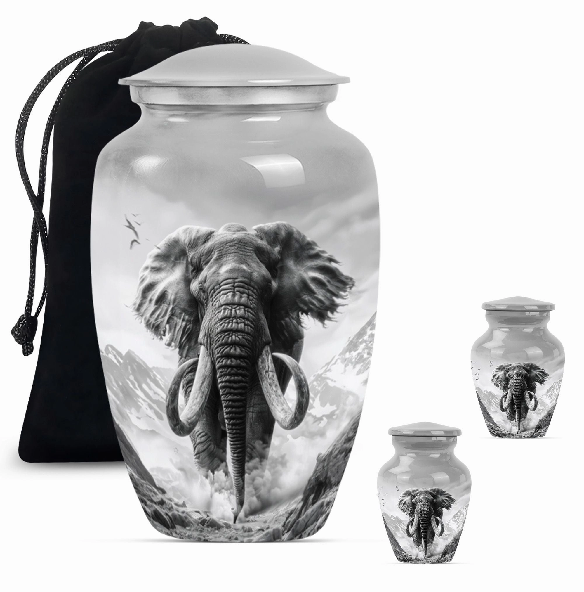 Mammoth Tribute: Aluminium Cremation Memorial Urn For Ashes