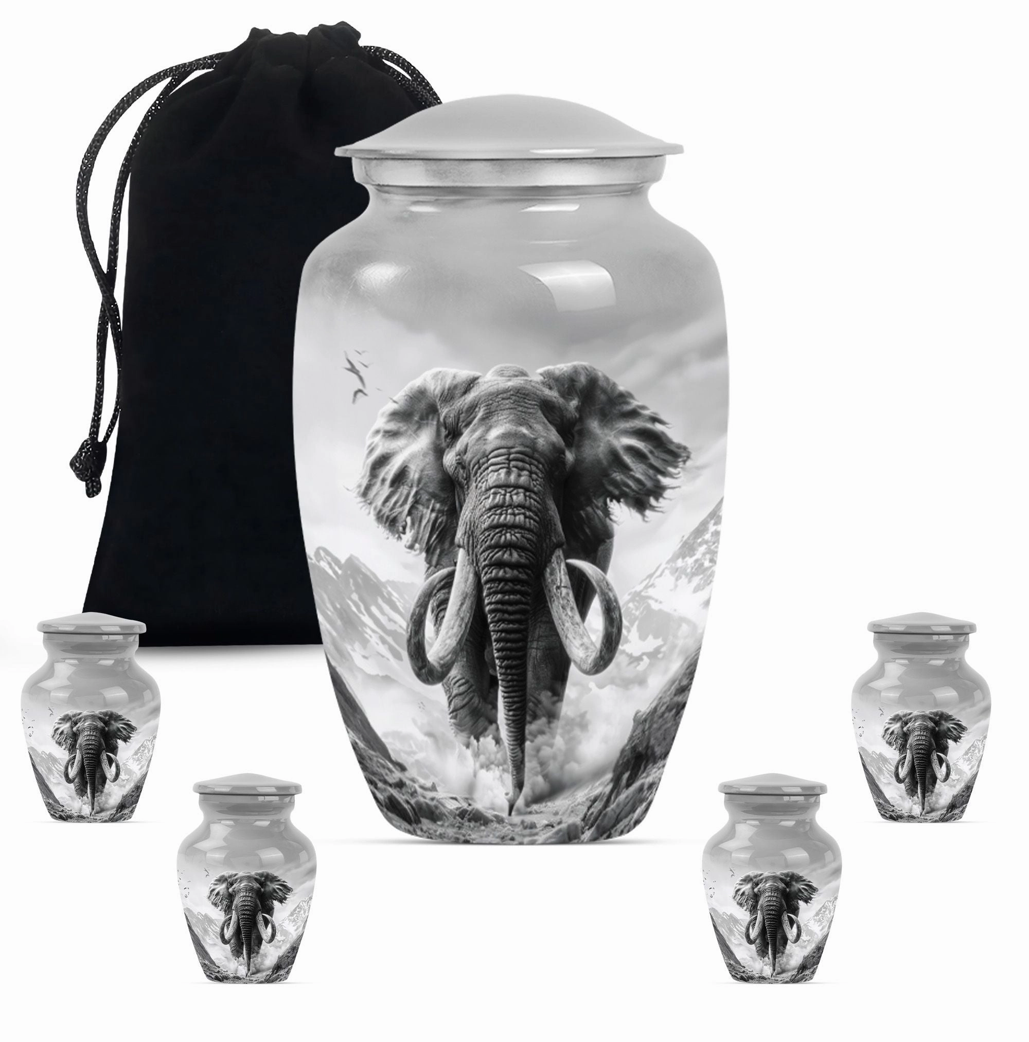 Mammoth Tribute: Aluminium Cremation Memorial Urn For Ashes